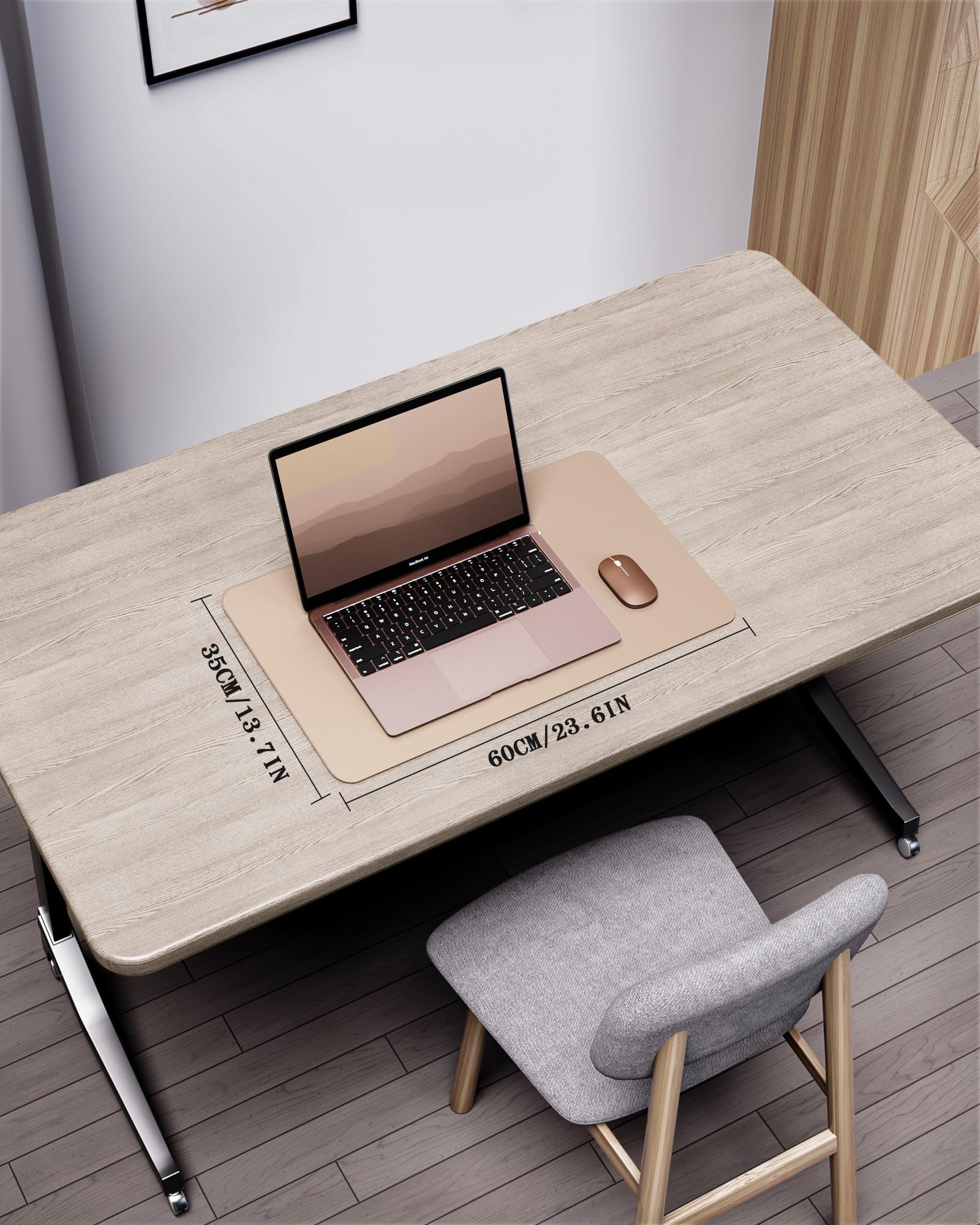 YSAGi Double-Sided Leather Desk Mat with Eco Cork Base - Large Waterproof Mouse Pad & Writing Surface for Office & Home (23.6