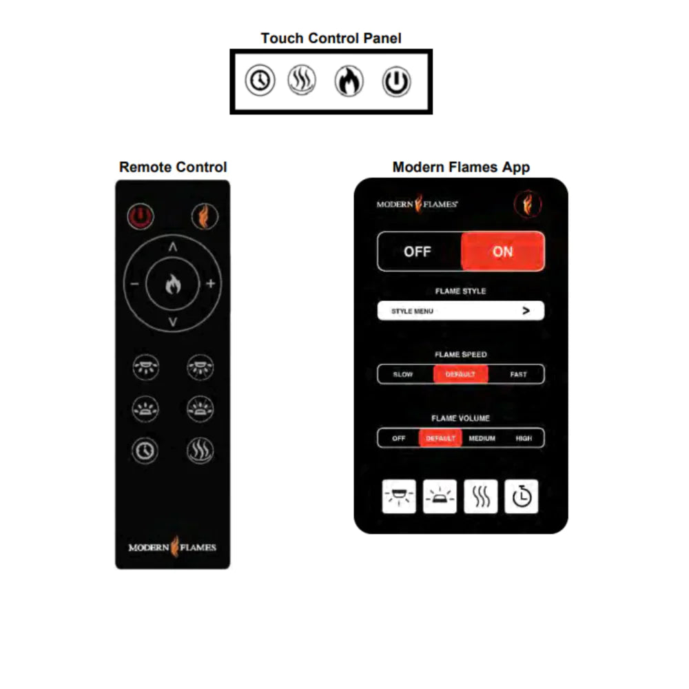 Modern Flames Orion 120 Inch Multi Series Electric Fireplace - Ultra-Thin Recessed Wall Mounted Fireplace with Realistic LED Flames & Adjustable Heat - Perfect for Living Room, Bedroom, or Office Ambiance