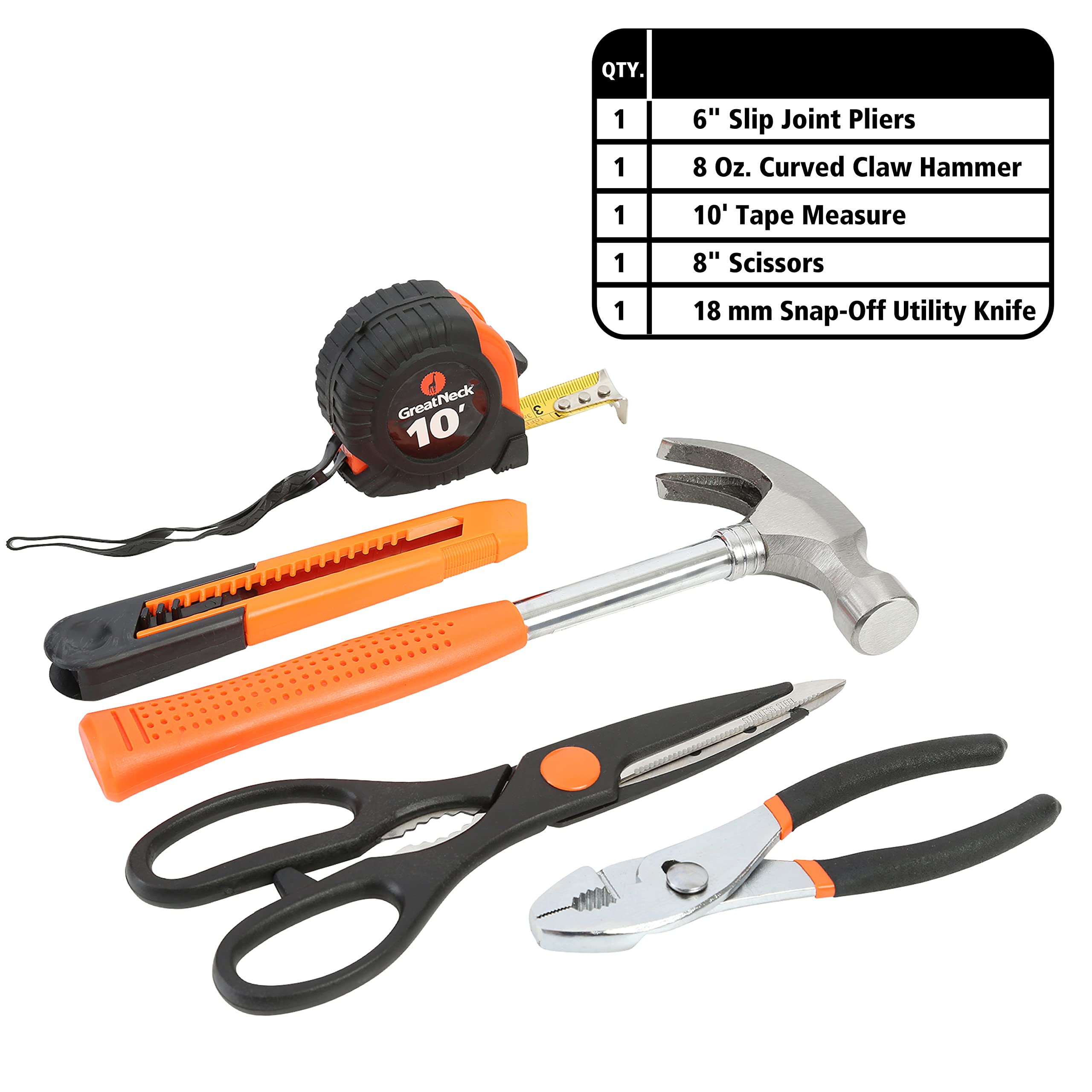 39-Piece Homeowner's Tool Set with Pliers, Screwdrivers & Wrench - Essential DIY Repair Kit for Household Maintenance & Small Projects