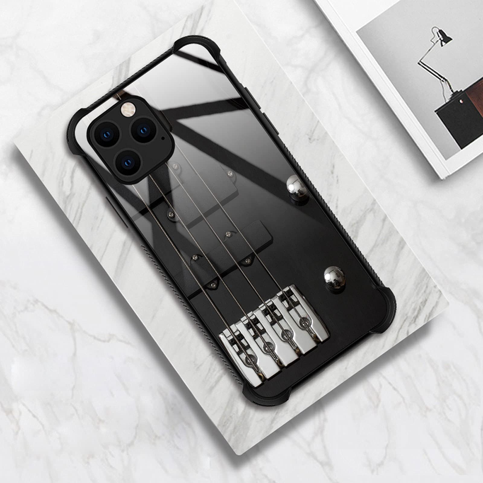CARLOCA iPhone 13 Pro Case - Shockproof Hard Acrylic Cover with Guitar Bass Strings Graphic Design | Anti-Scratch Protection | Perfect for Music Lovers & Daily Use
