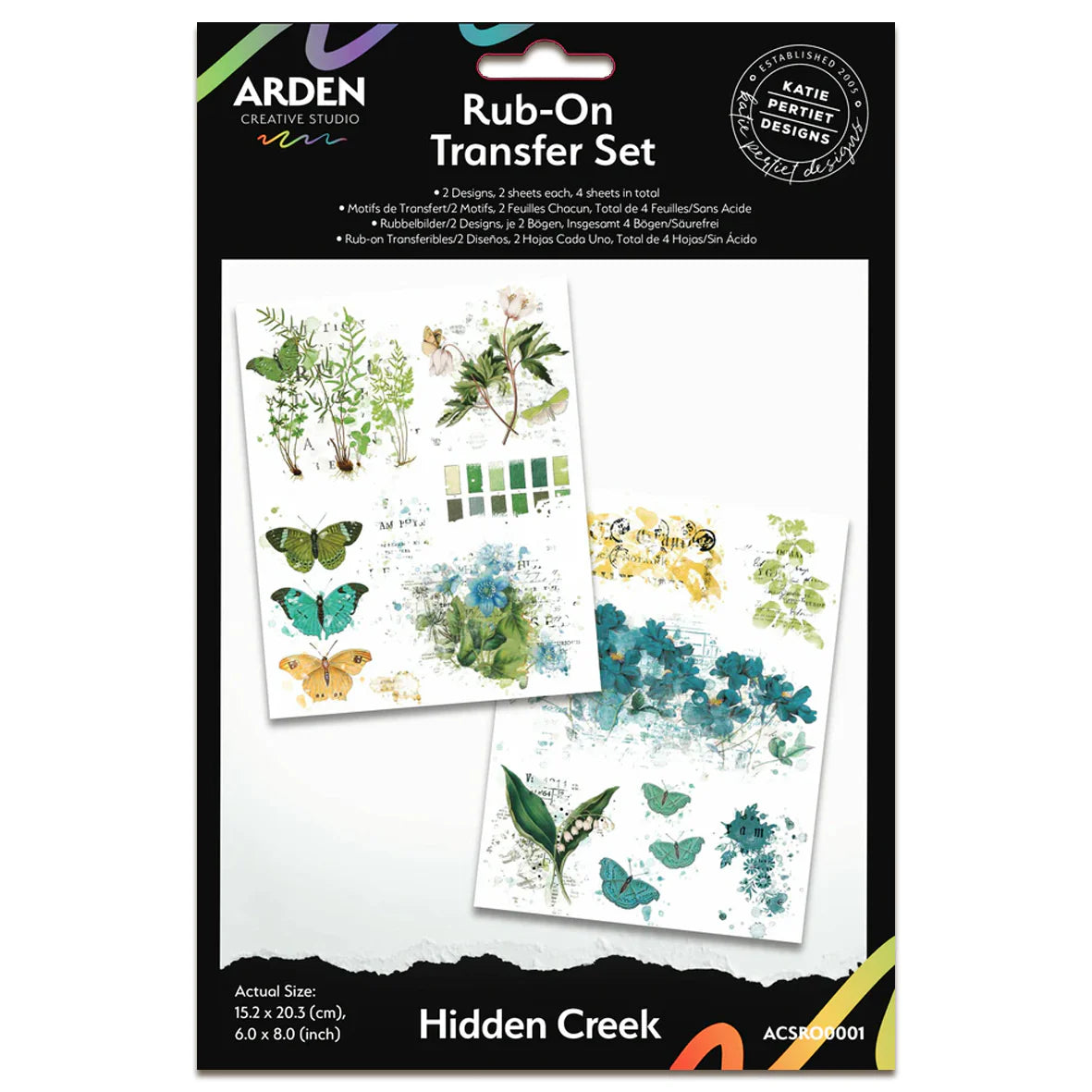 Arden Creative Studio Hidden Creek 6x8 Inch Rub On Transfer Set - DIY Scrapbooking, Card Making & Home Decor Decals for Craft Projects