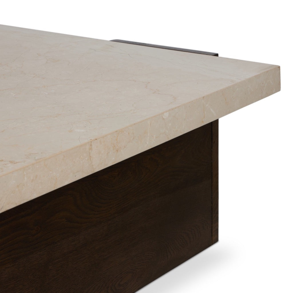 Modern Letta Coffee Table with Cream Marble Top - Perfect for Living Room, Lounge & Office Decor
