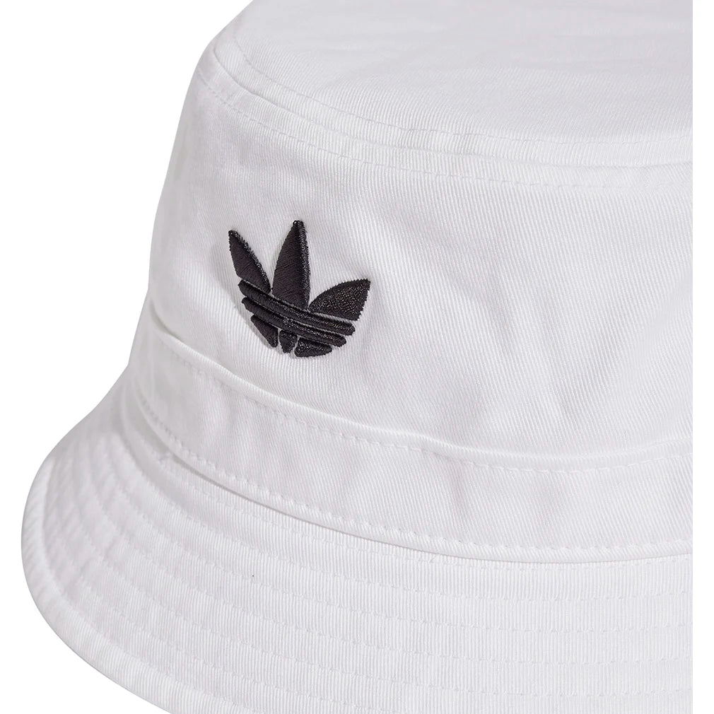 Adidas Adicolor Trefoil Bucket Hat - White Adjustable Cotton Sun Hat for Men & Women | Perfect for Beach, Hiking, and Outdoor Activities