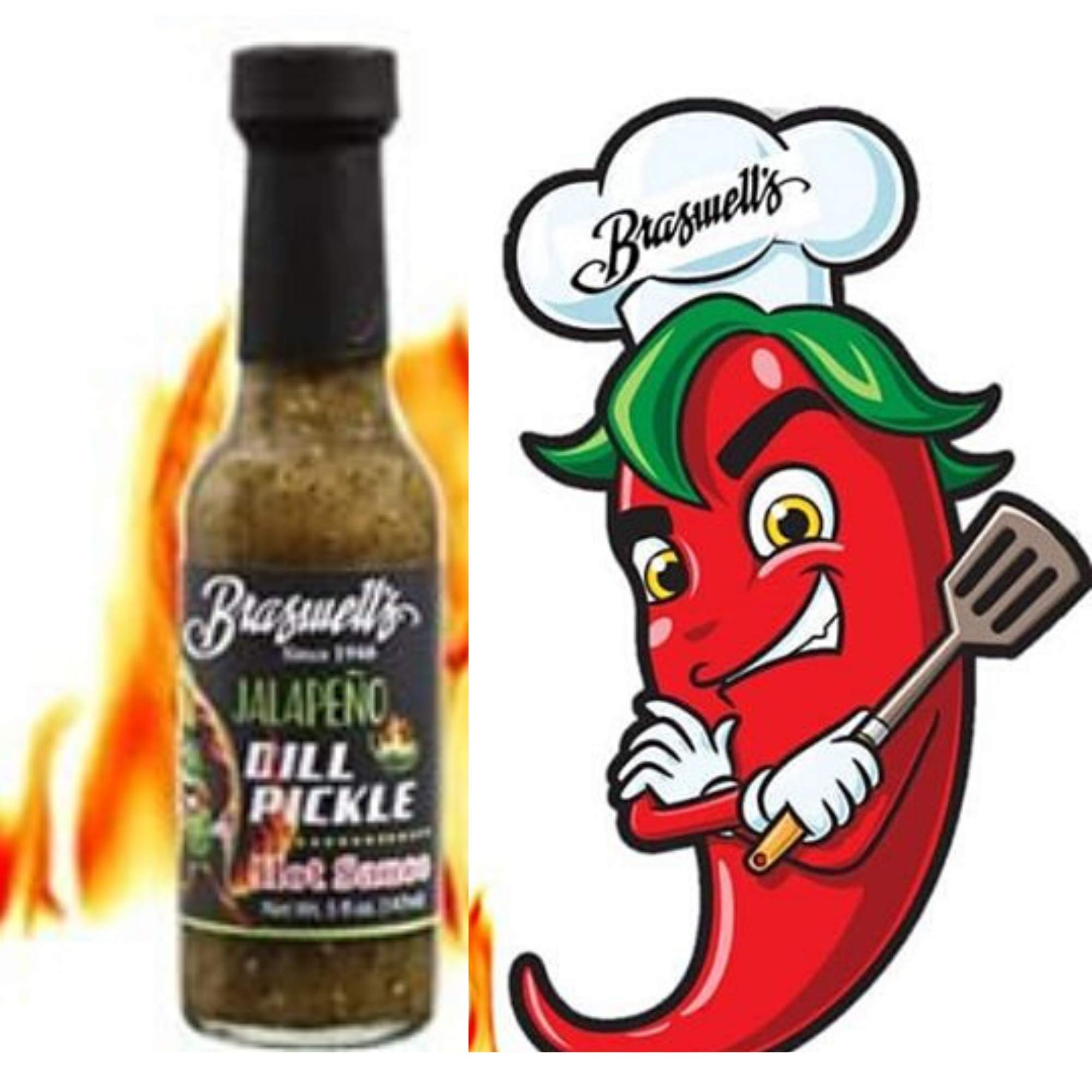 Braswell's Jalapeno Dill Pickle Hot Sauce - 5oz Bottle | Spicy Pickle Flavor | Perfect for Burgers, Tacos & Bloody Marys | Gluten-Free & Vegan Friendly