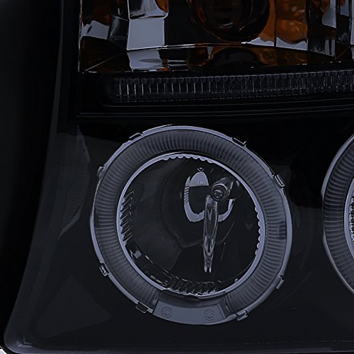 Spec-D Tuning 2LHP-DAK97G-TM Smoked Lens Projector Headlights for Dodge Dakota & Durango - Dual Halo LED DRL Lights - Upgrade Your Truck or SUV for Night Driving & Off-Road Adventures
