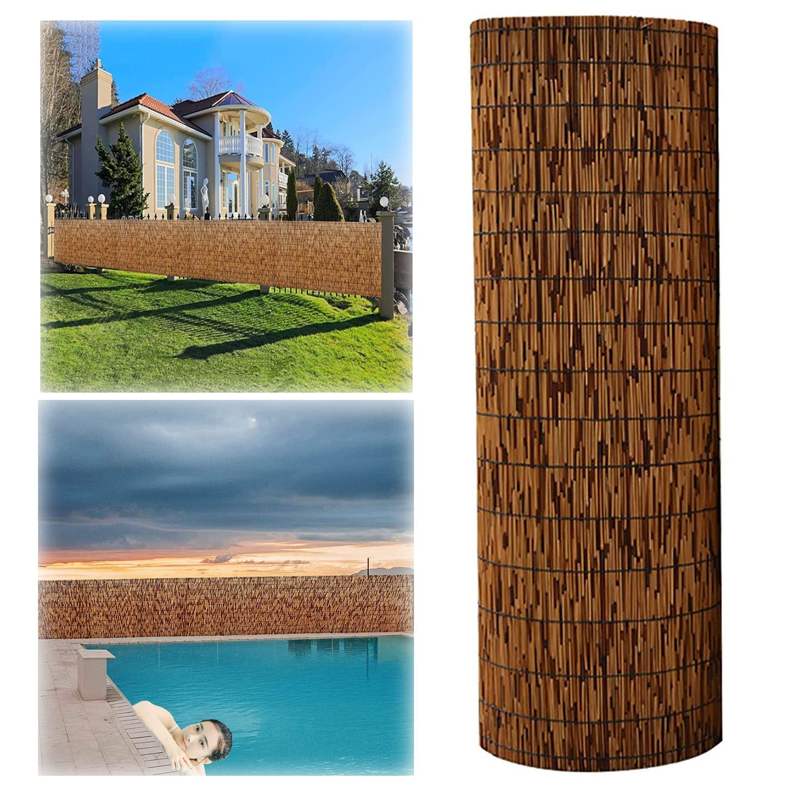 Sturdy Bamboo Privacy Fence Panels 2-6 Feet High - Reed Screening & Sunshade for Patio, Yard, Balcony, Garden & Window Covering | Durable Outdoor Decorative Fencing Rolls (H120xL600cm/4x20ft) - Perfect for Creating Private Spaces, Shading Sunny Areas & Enhancing Backyard Aesthetics