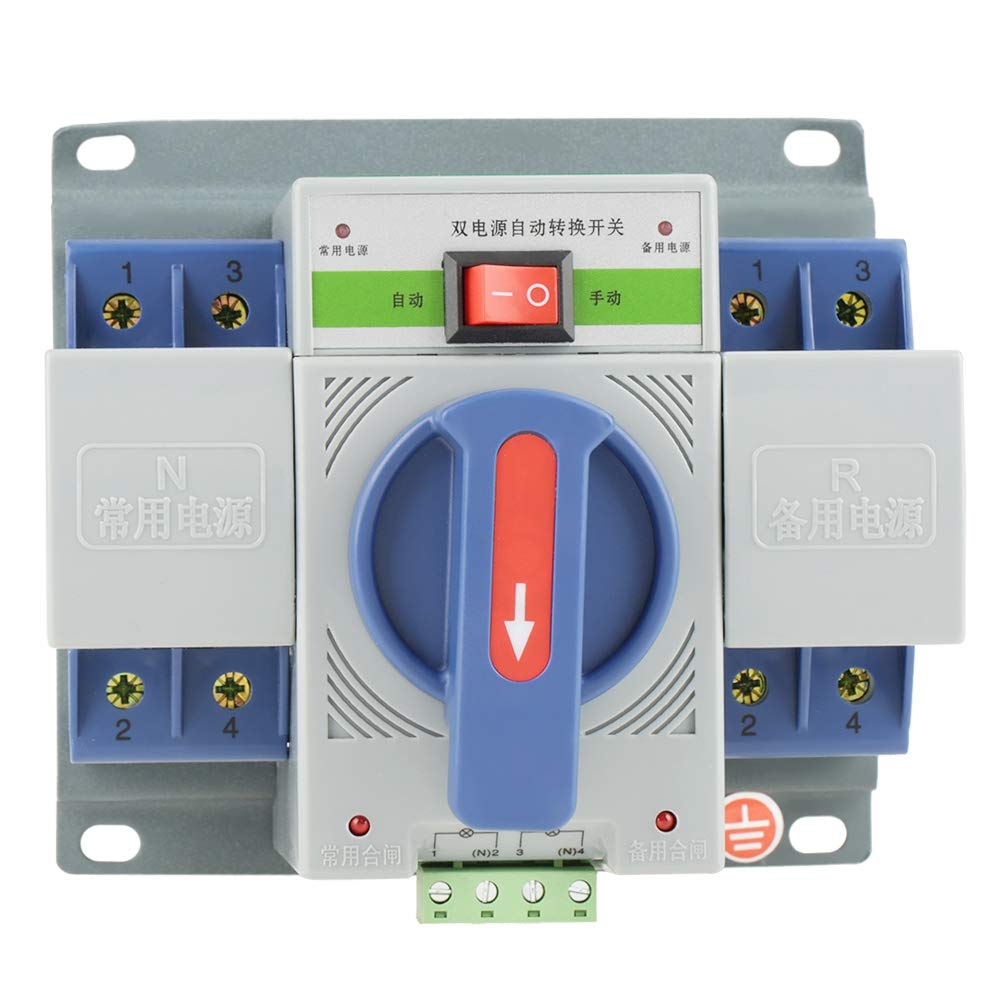 Oumefar 1PC 220V 2P Mini Automatic Transfer Switch 63A Power Changeover Circuit Breaker for Office Buildings - Reliable Backup Power Solution for Emergency Outages & Electrical Safety
