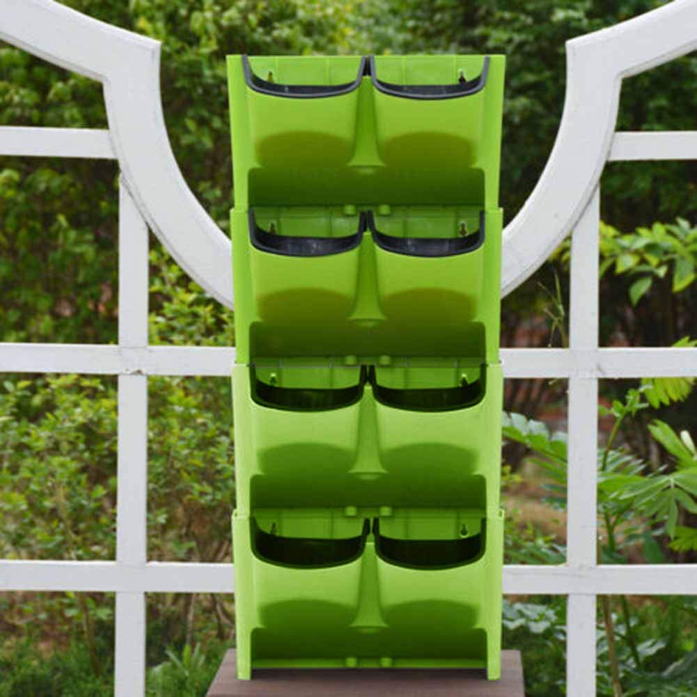 Self Watering Vertical Planter - Stackable Wall Hanging Flower Pot for Garden & Balcony (26.5x15.5x14cm, Green) - Perfect for Small Spaces, Herb Gardens & Urban Gardening