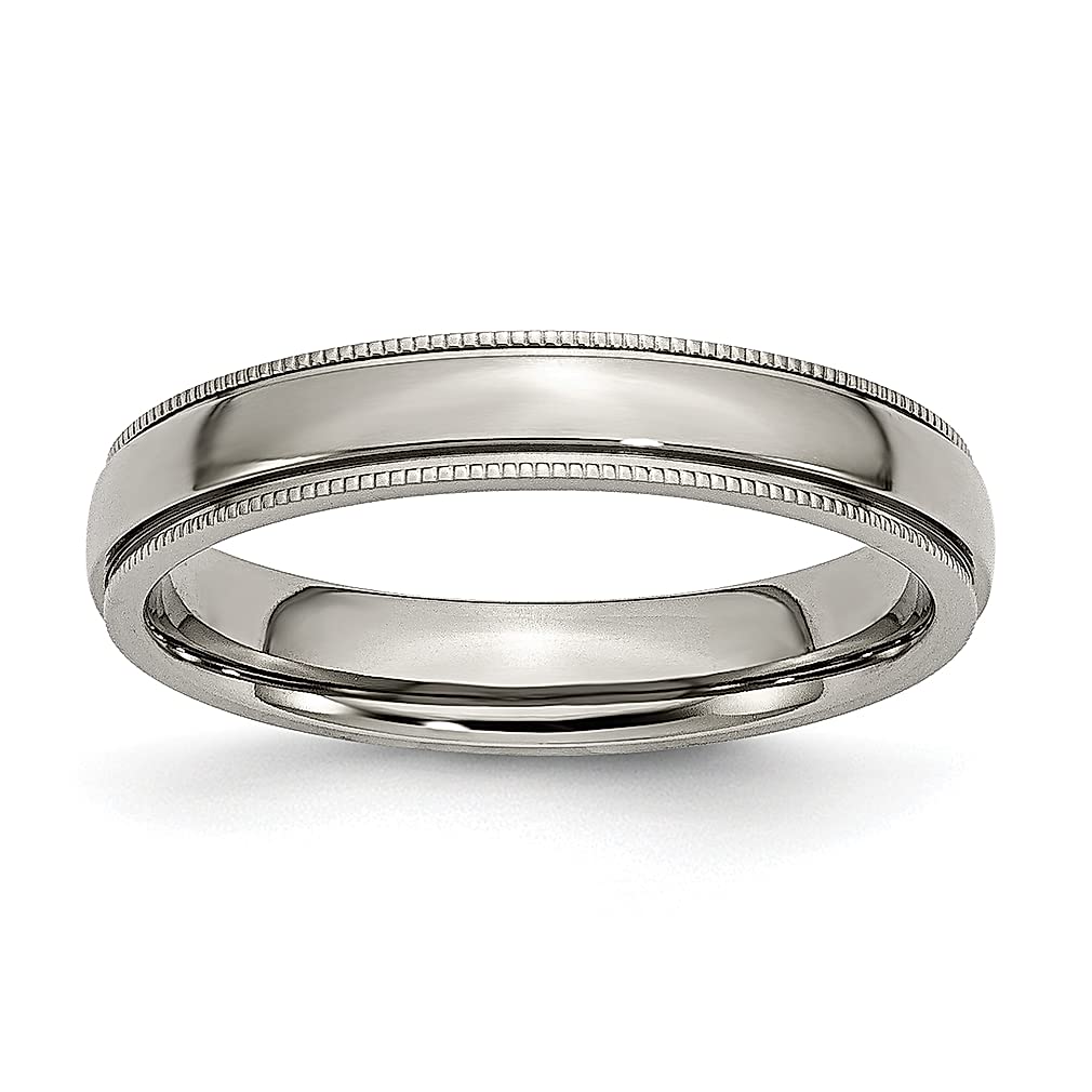ICE CARATS Titanium 4mm Grooved Beaded Edge Wedding Band Ring - Classic Milgrain Design Women's Fashion Jewelry - Perfect Anniversary Gift for Her - Ideal for Weddings, Engagements & Special Occasions