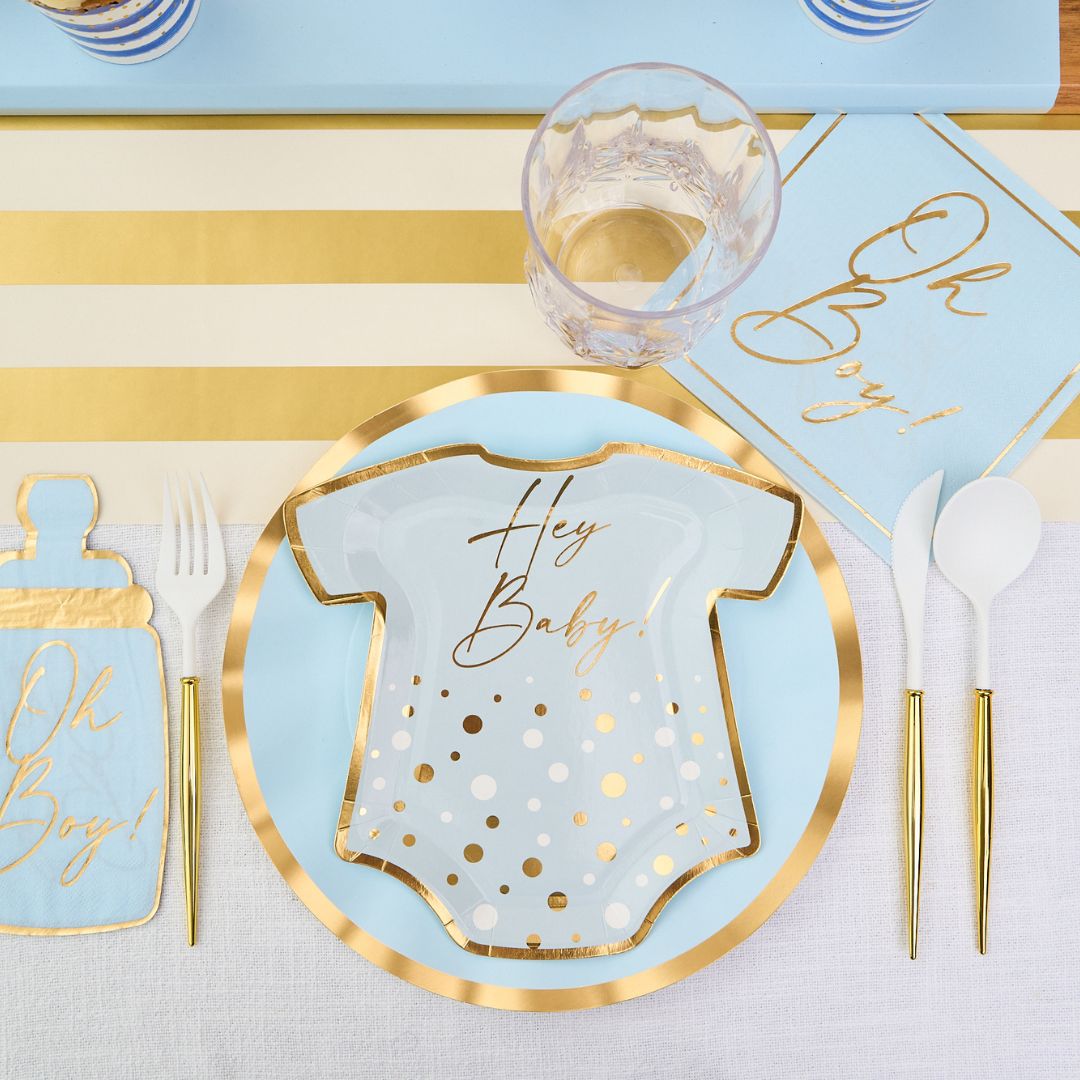 Hey Baby Blue Table Setting - Elegant Dinnerware Set for Baby Showers, Bridal Parties & Special Occasions | Perfect for Celebrations & Home Decor