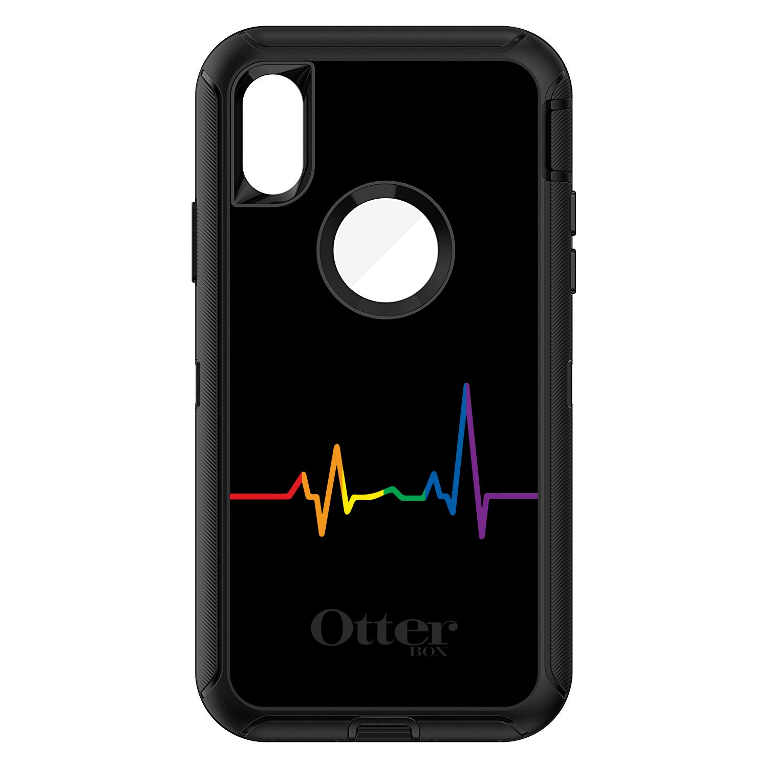 Rainbow Pulse Heartbeat iPhone XR Case (6.1 Inch) - LGBTQ Support Protective Cover - Durable Replacement for OtterBox Defender - Perfect for Pride Events, Daily Use & Showing Your Support
