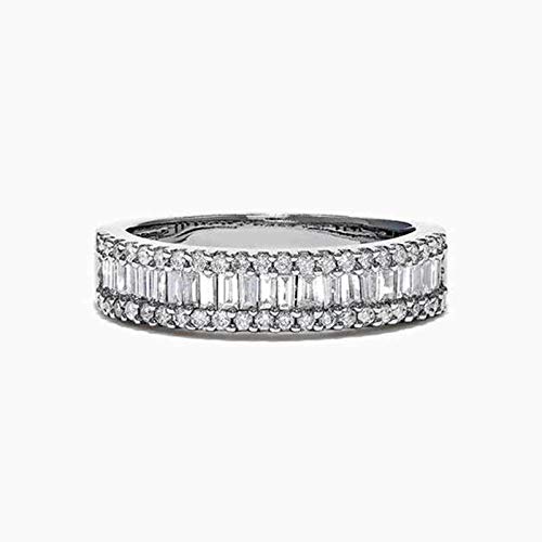 925 Sterling Silver Shiny Full Diamond Ring - Cubic Zirconia Half Eternity Band, Multi Row CZ Diamond Wedding Ring for Women (Size 7) | Perfect for Engagement, Anniversary Gift & Special Occasions