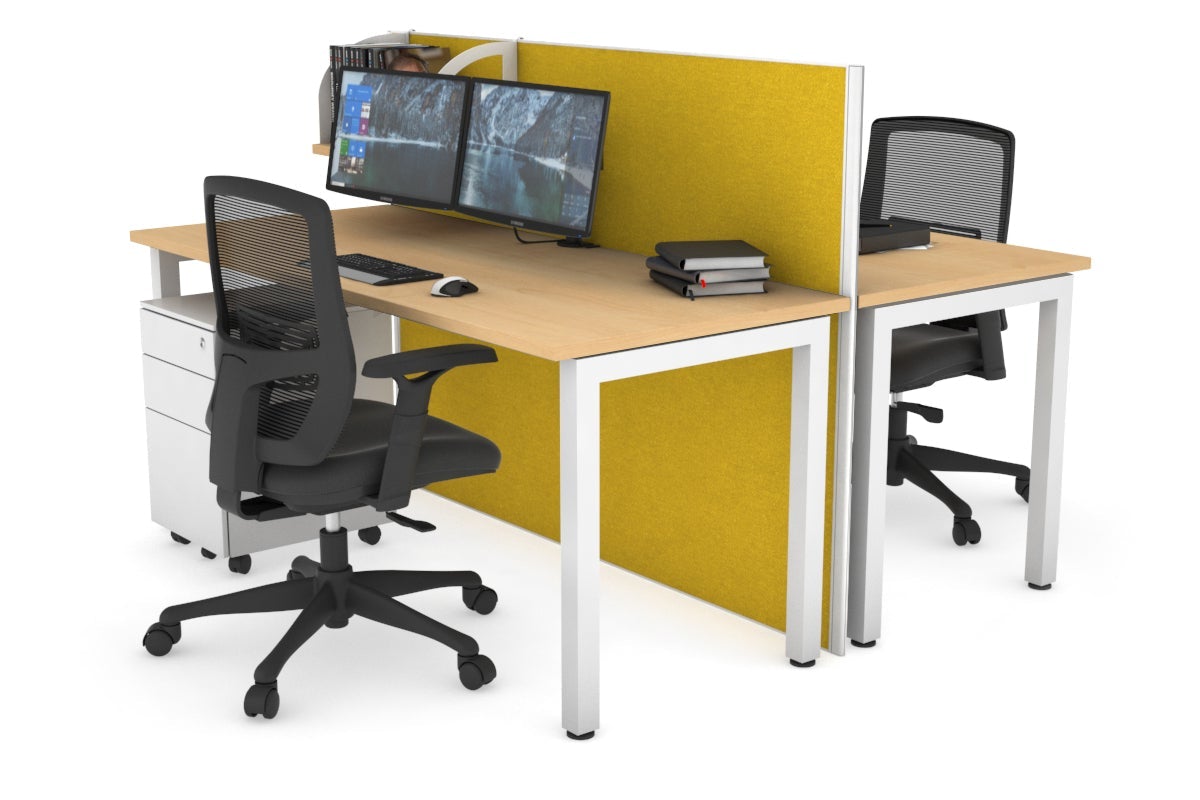 Horizon Quadro 2-Person Office Workstation Bench with Square Legs - 1600L x 700W - Perfect for Collaborative Workspaces, Home Offices & Conference Rooms