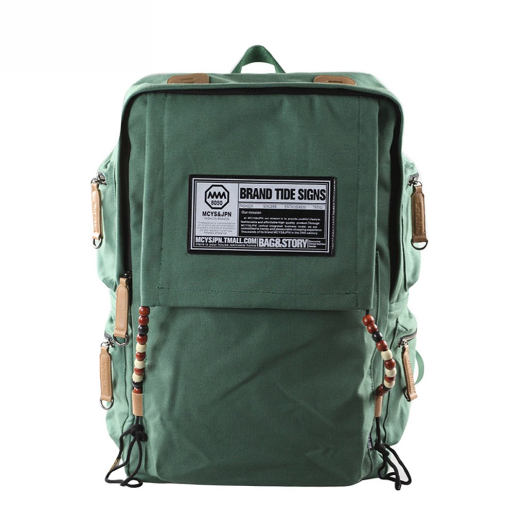 **Large Capacity Canvas Backpack for Boys & Girls - Fashion Casual School Backpack with Beaded Design, Laptop Shoulder Bag for Sports & Travel (Army Green) - Perfect for School, College, Work & Outdoor Adventures**