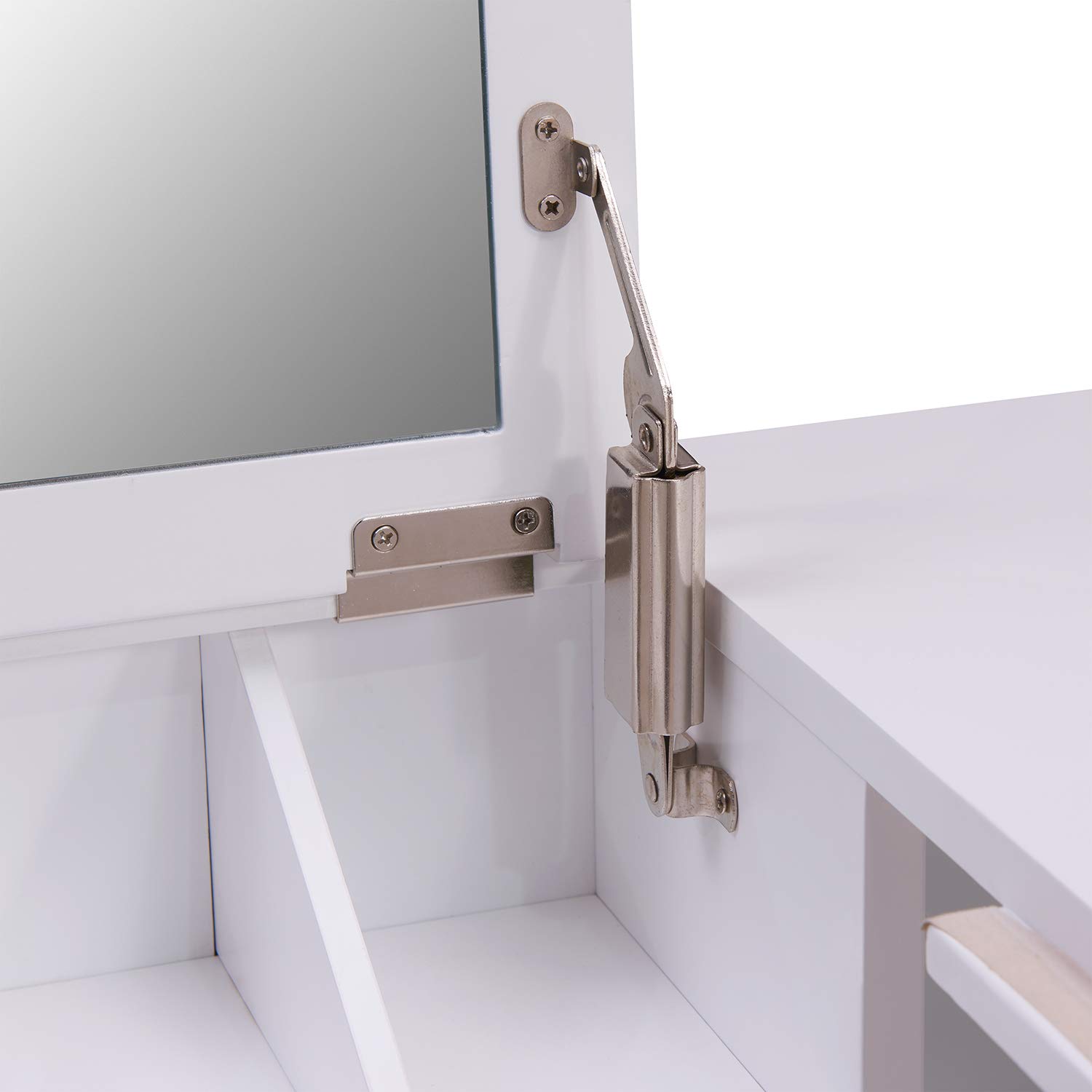 SEI Furniture White Wall Mount Ledge with Vanity Mirror - Transitional Style Shelf for Bathroom, Bedroom & Entryway Decor