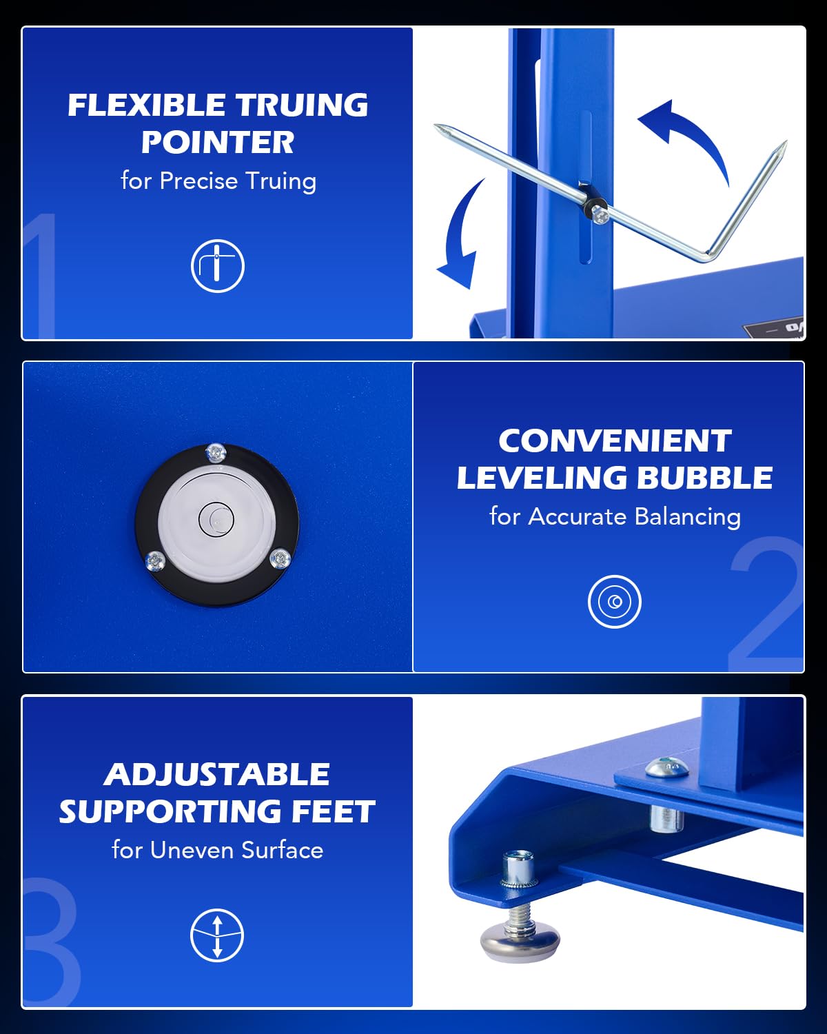 Orion Motor Tech Heavy Duty Motorcycle & Bicycle Wheel Balancer Stand - Adjustable Truing Pointer for Sport Dirt Bike Wheels - Perfect for DIY Repairs, Tire Balancing & Wheel Alignment in Home Garages