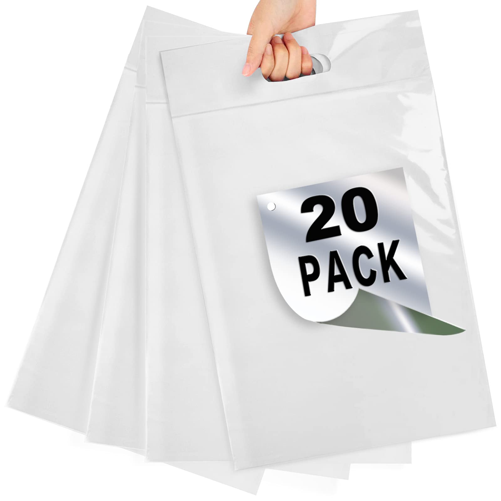 11x15 Inch White Poly Mailers - 20 Pack Waterproof Mailing Bags for Clothes, Small Business Shipping & Ecommerce Packaging | Perfect for Online Stores, Boutique Apparel & Lightweight Item Delivery