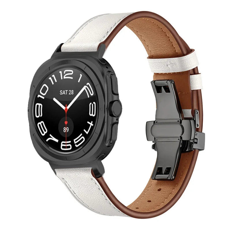 Premium Genuine Leather Bands for Samsung Galaxy Watch Ultra - Stylish, Durable & Comfortable Replacement Straps for Work, Gym & Everyday Wear