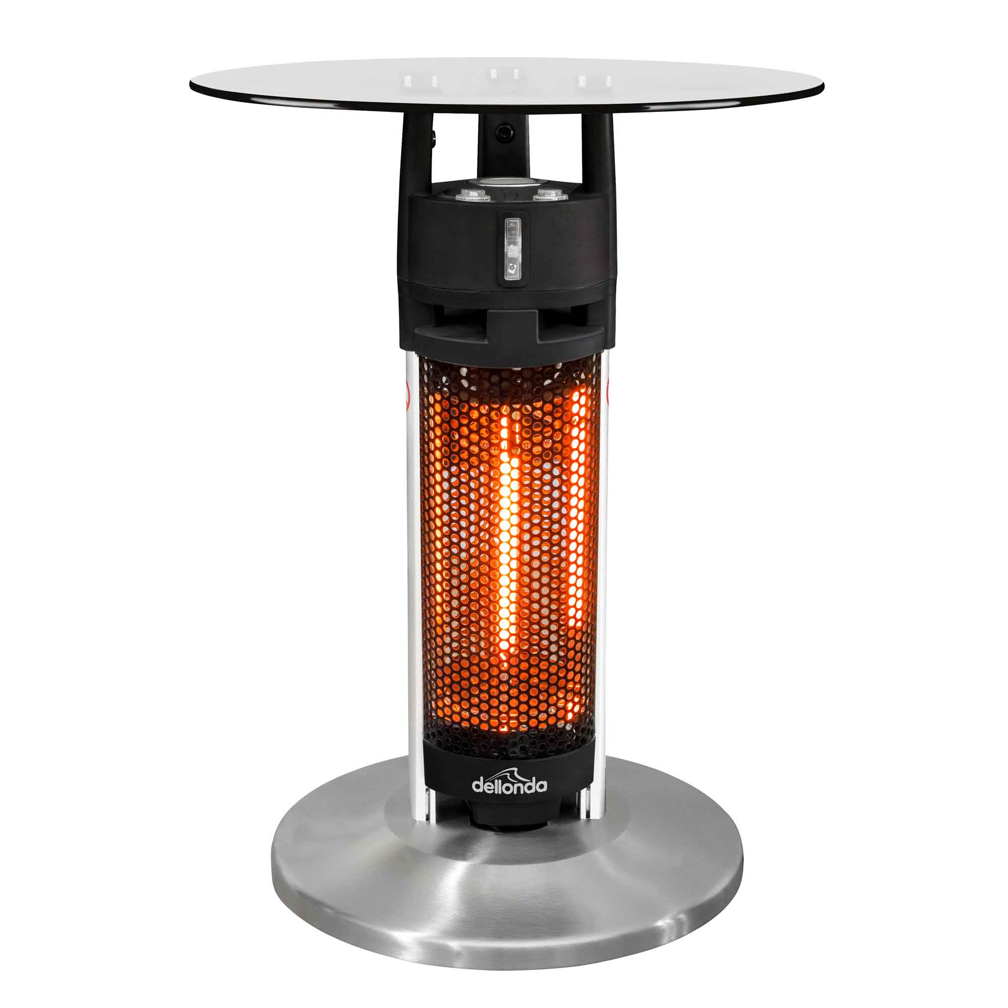 65cm Bistro Bar Table with 1200W Patio Heater - Black/Stainless Steel Outdoor Dining Set for Patio, Garden & Restaurant Use - Model DG62