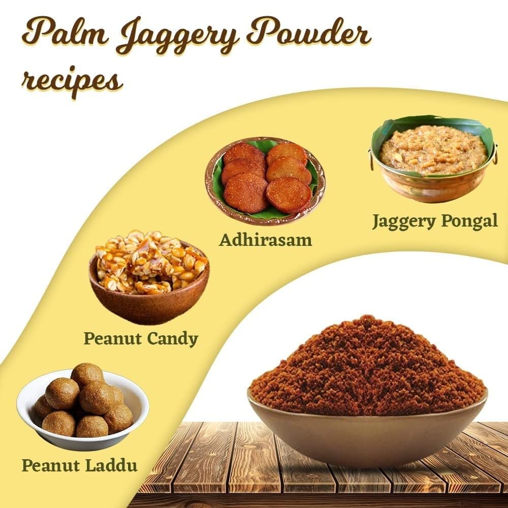 Organic Paal Palm Jaggery (Karupatti) Powder - 1kg | Natural Sweetener for Tea, Coffee & Baking | Vegan, Gluten-Free Healthy Sugar Alternative