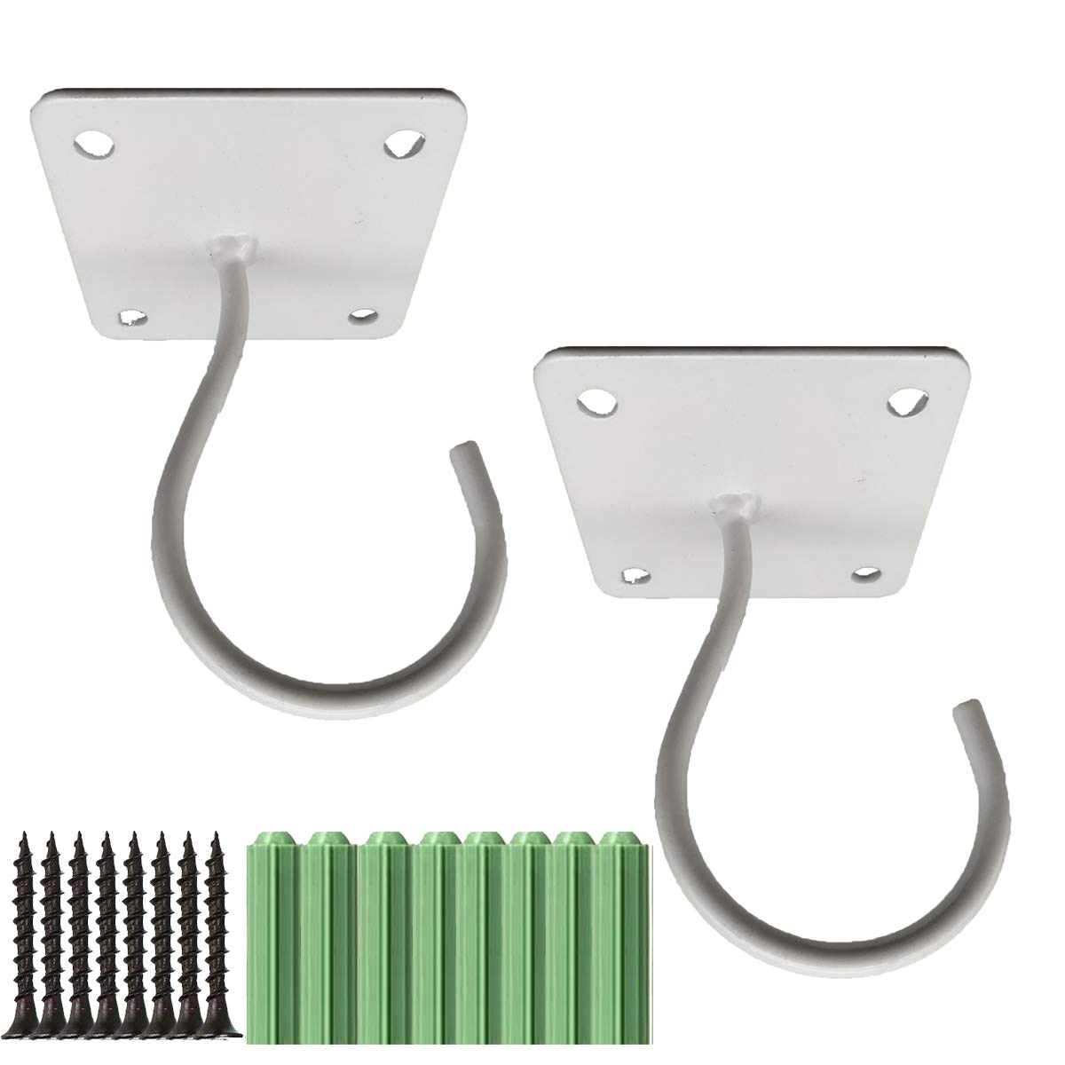 Fanbay 2-Pack White Wall Mount Ceiling Hooks - Heavy Duty Metal Plant Hangers & Lantern Brackets for Bird Feeders, Wind Chimes, Planters - Rustproof Outdoor Decoration Hooks for Patio, Garden & Porch Decor