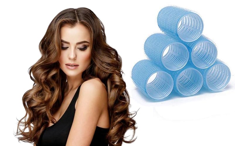 Professional Hair Curling Rollers Set of 6 - Self Grip Hair Styling Tools for Salon & Home Use - Perfect for Creating Long Lasting Curls & Waves - Ideal for Daily Styling, Special Occasions & Professional Salon Services