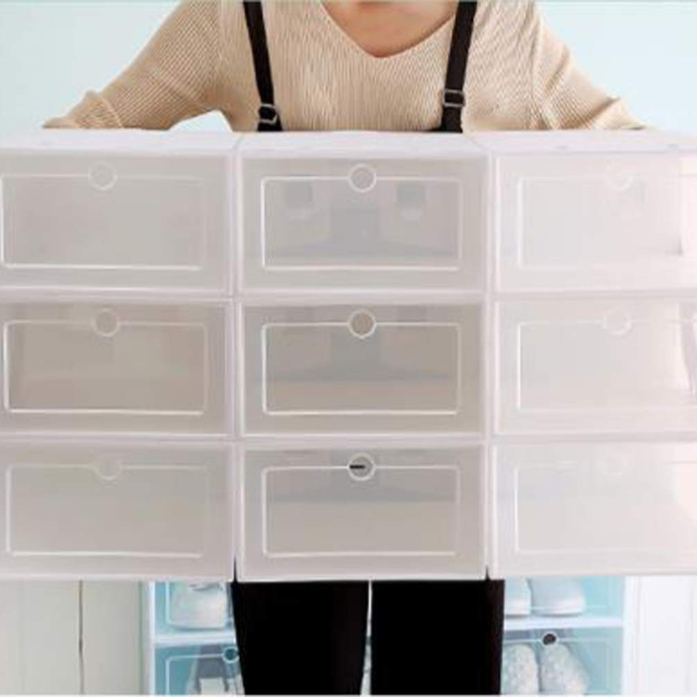 DOITOOL 30-Pack Clear Plastic Shoe Storage Boxes - Stackable Shoe Organizer Bins with Clamshell Lid for Closet, Underbed, Entryway - White Transparent Shoe Containers for Sneakers, Heels & Boots Organization