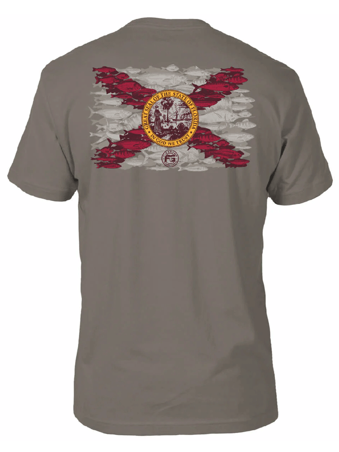FloGrown FGM 1707 Men's Short Sleeve Fishing Flag T-Shirt - Stone Wash Comfort Fit - Perfect for Fishing Trips & Outdoor Adventures