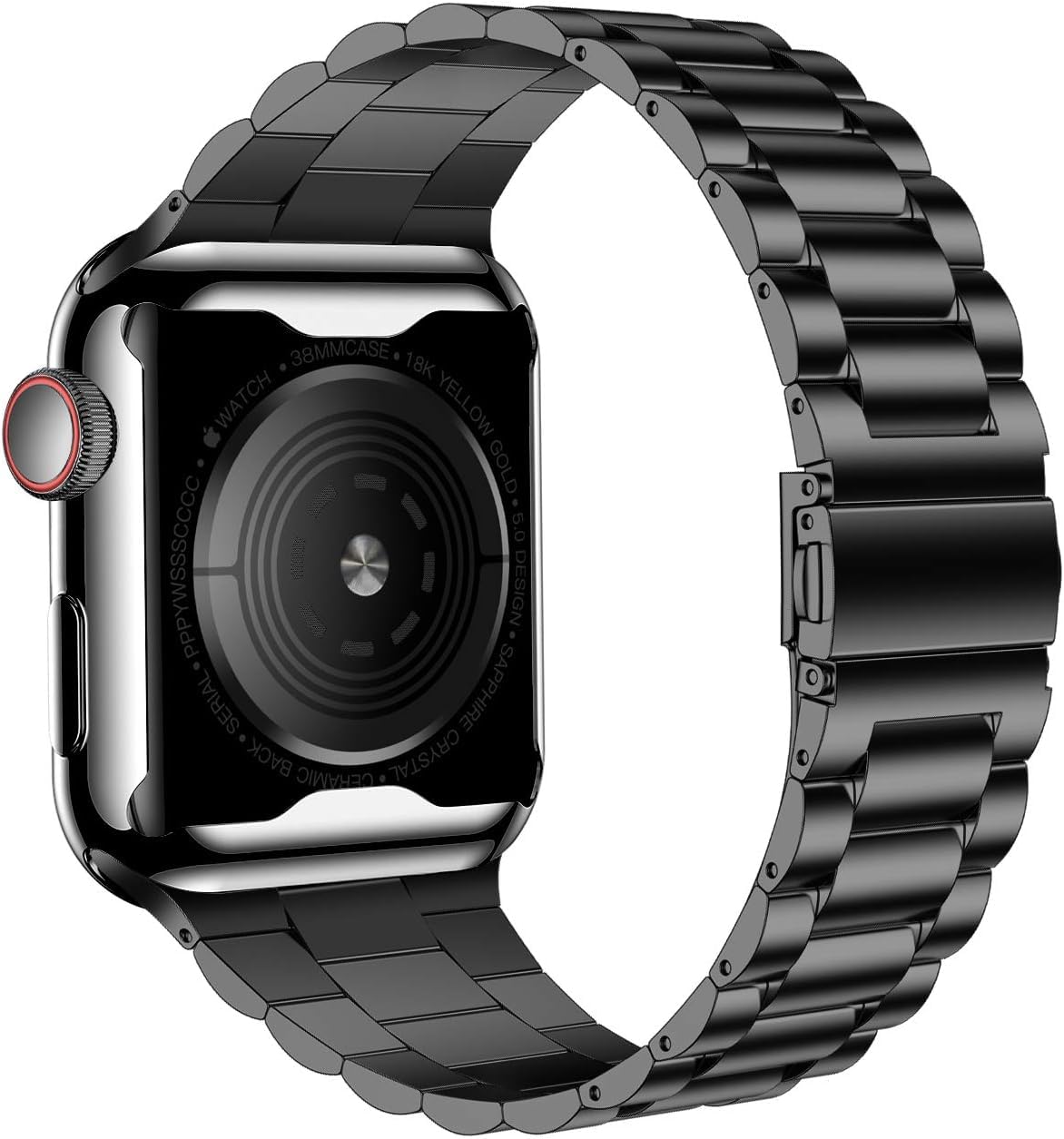 Premium Stainless Steel Apple Watch Band 40mm Compatible with Series 6/5/4/SE - Elegant Black Metal Bracelet with Screen Protector Case for Women | Perfect for Work, Gym & Everyday Wear