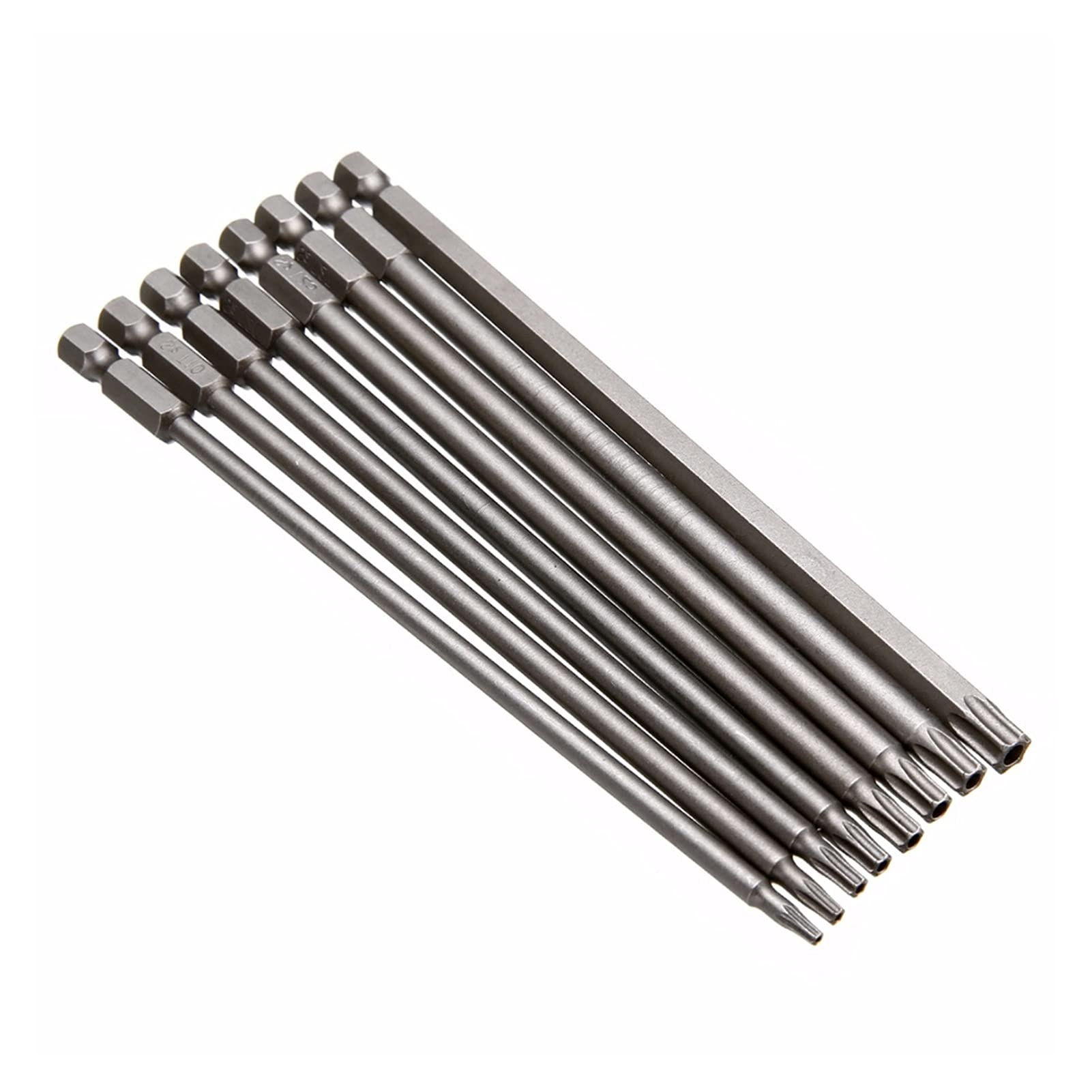 8-Piece Magnetic Torx Screwdriver Bit Set - T8/T10/T15/T20/T25/T27/T30/T40 - 150mm Long Steel Electric Screwdriver Tool for Electronics, Furniture & Automotive Repair - Portable Multi-Purpose Screwdriver Kit