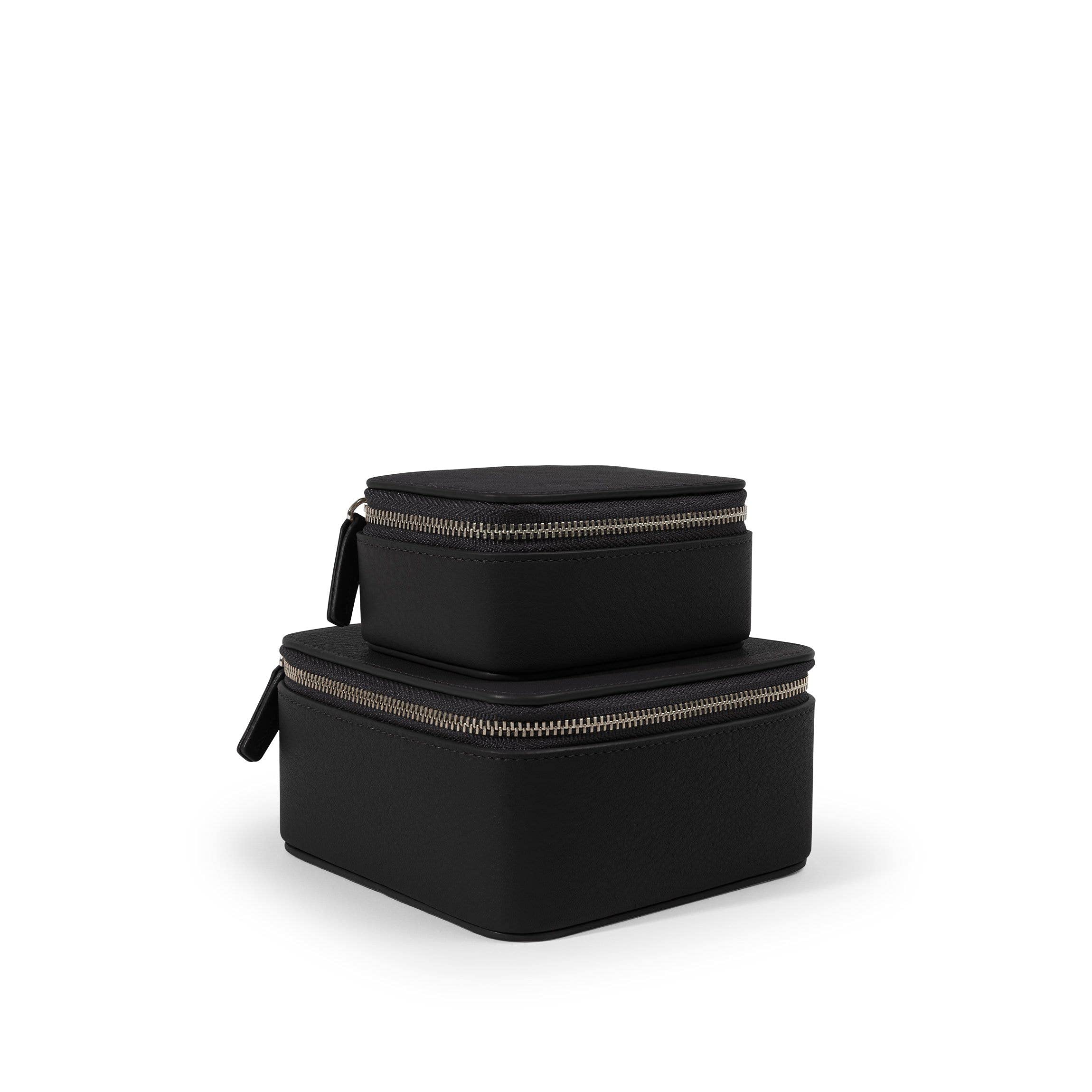 Leatherology Black Onyx Jewelry Organizer Set - Premium Leather Jewelry Box with Multiple Compartments for Necklaces, Rings & Earrings | Perfect for Travel, Home Storage & Gift Giving