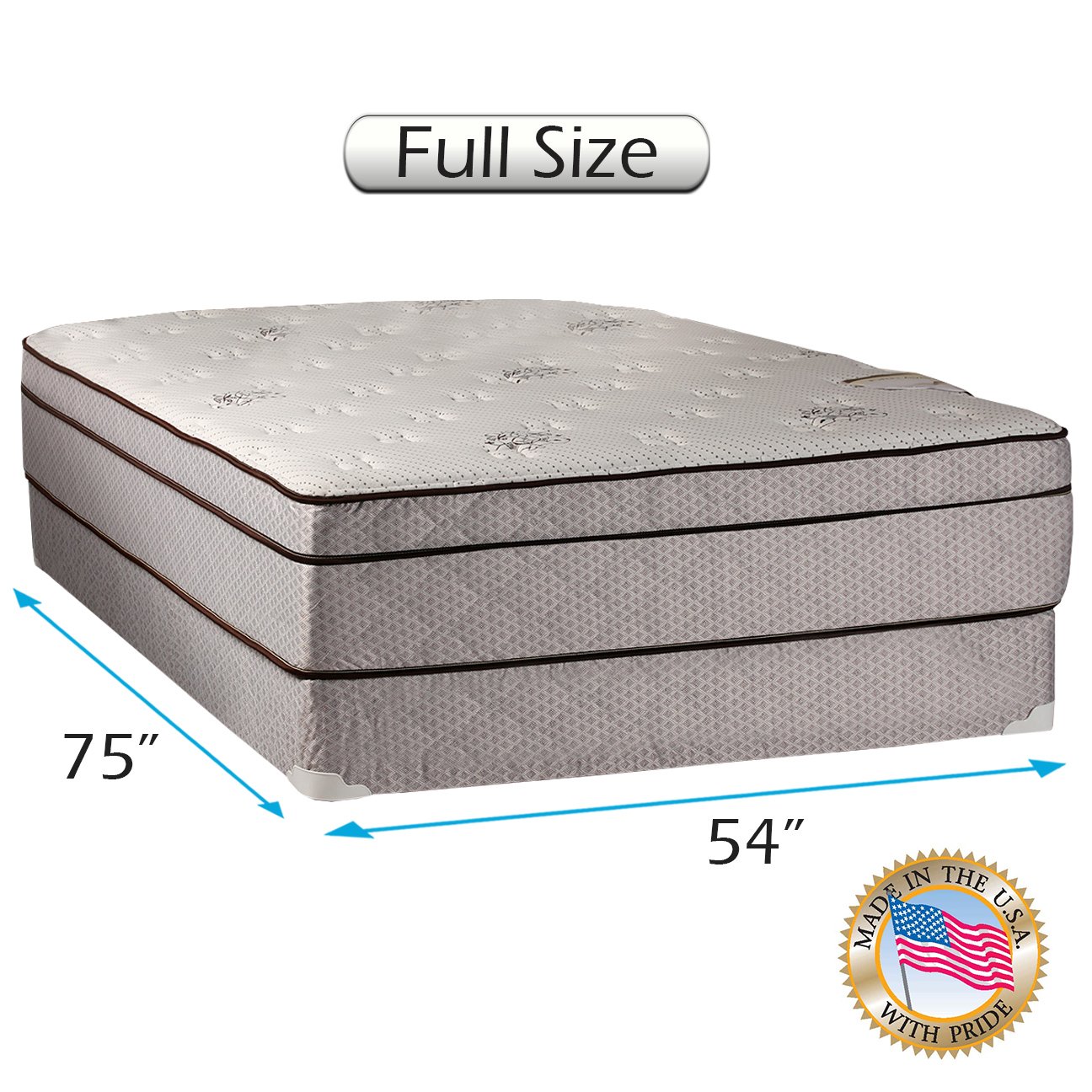 Dream Solutions USA Eurotop Full Size Mattress Set - Orthopedic Support for Restful Sleep