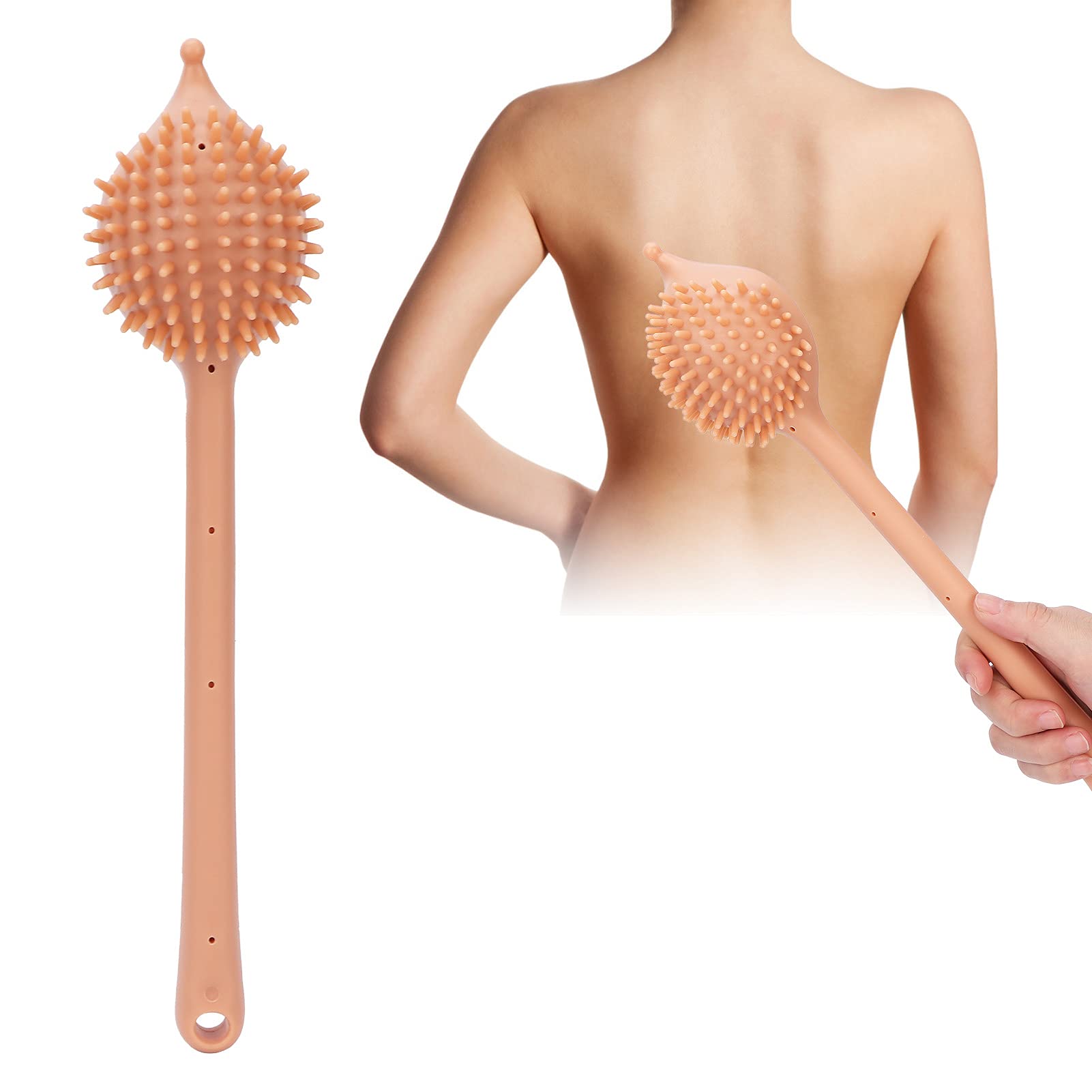 Double Sided Meridian Massage Hammer Stick - Silicone Body Pat Massager for Men & Women to Relieve Muscle Fatigue & Stress | Perfect for Post-Workout Recovery, Office Relaxation & Home Spa (Khaki)