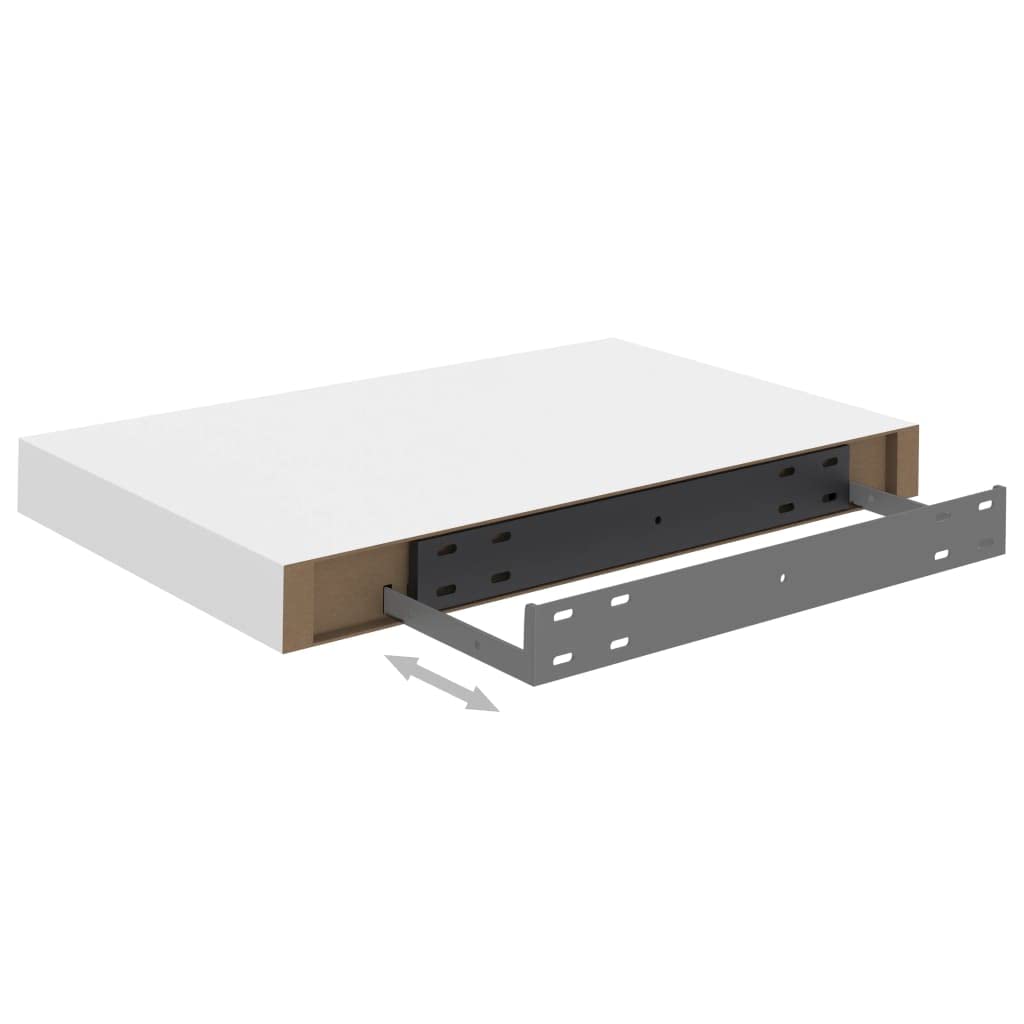 Modern Floating Wall Shelves Set of 2 - White MDF Decorative Ledges for Bedroom, Living Room, Kitchen & Office - 15.7