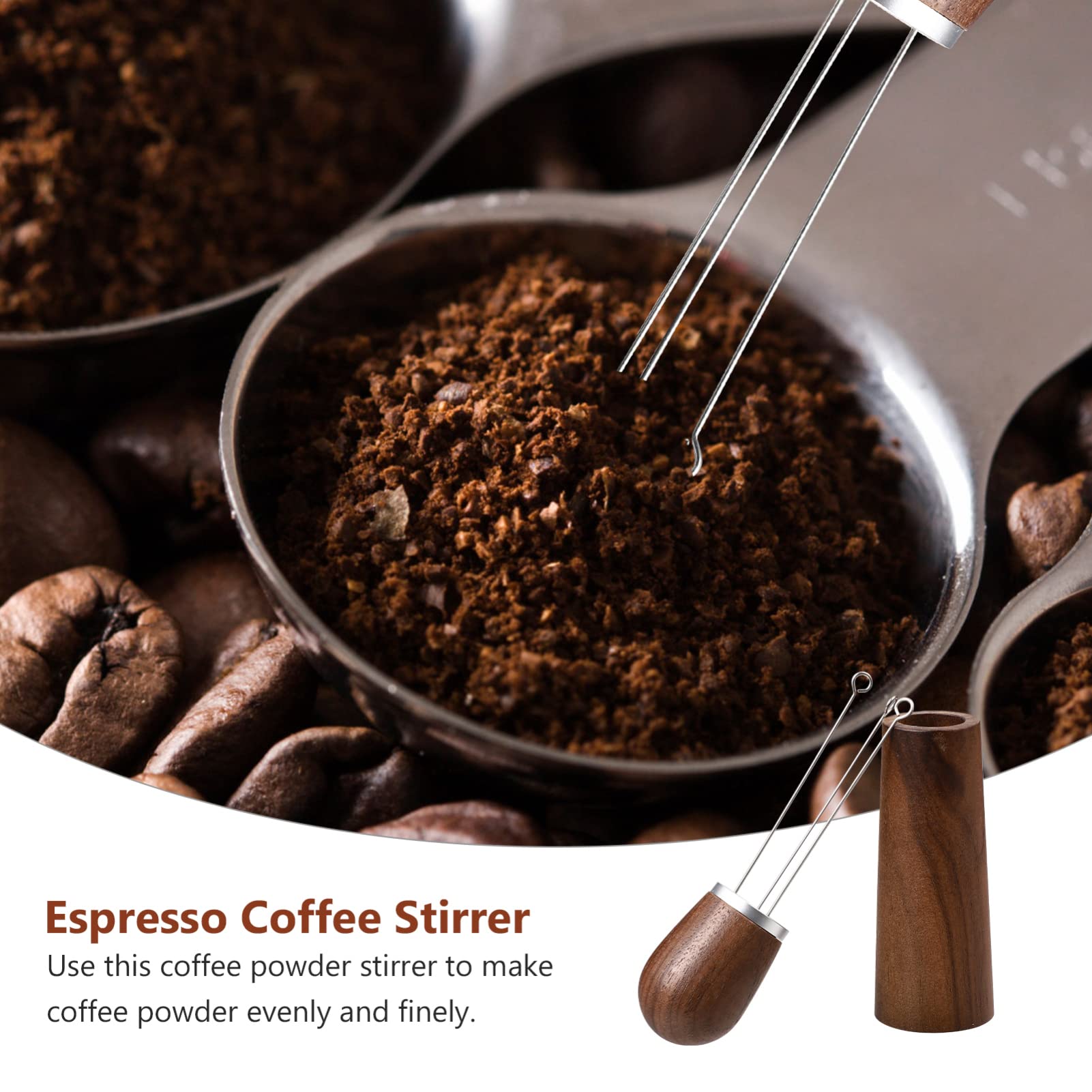 Wooden Espresso Stirrer & WDT Tool with Stand - Barista Coffee Stirring Kit