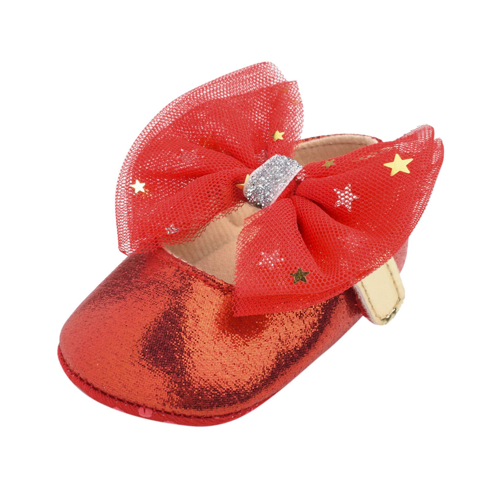 Sole First Girls' Bowknot Flat Mary Jane Princess Baby Shoes - Soft Rubber Sole Dress Shoes for Toddler & Infant Boys & Girls (Red, Size 3) - Perfect for Weddings, Parties & Special Occasions
