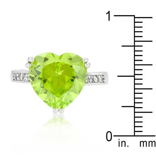 Apple Green Heart Ring - Sterling Silver Adjustable Ring for Women, Elegant Jewelry Gift for Her | Perfect for Valentine's Day, Anniversary, Birthday & Everyday Wear