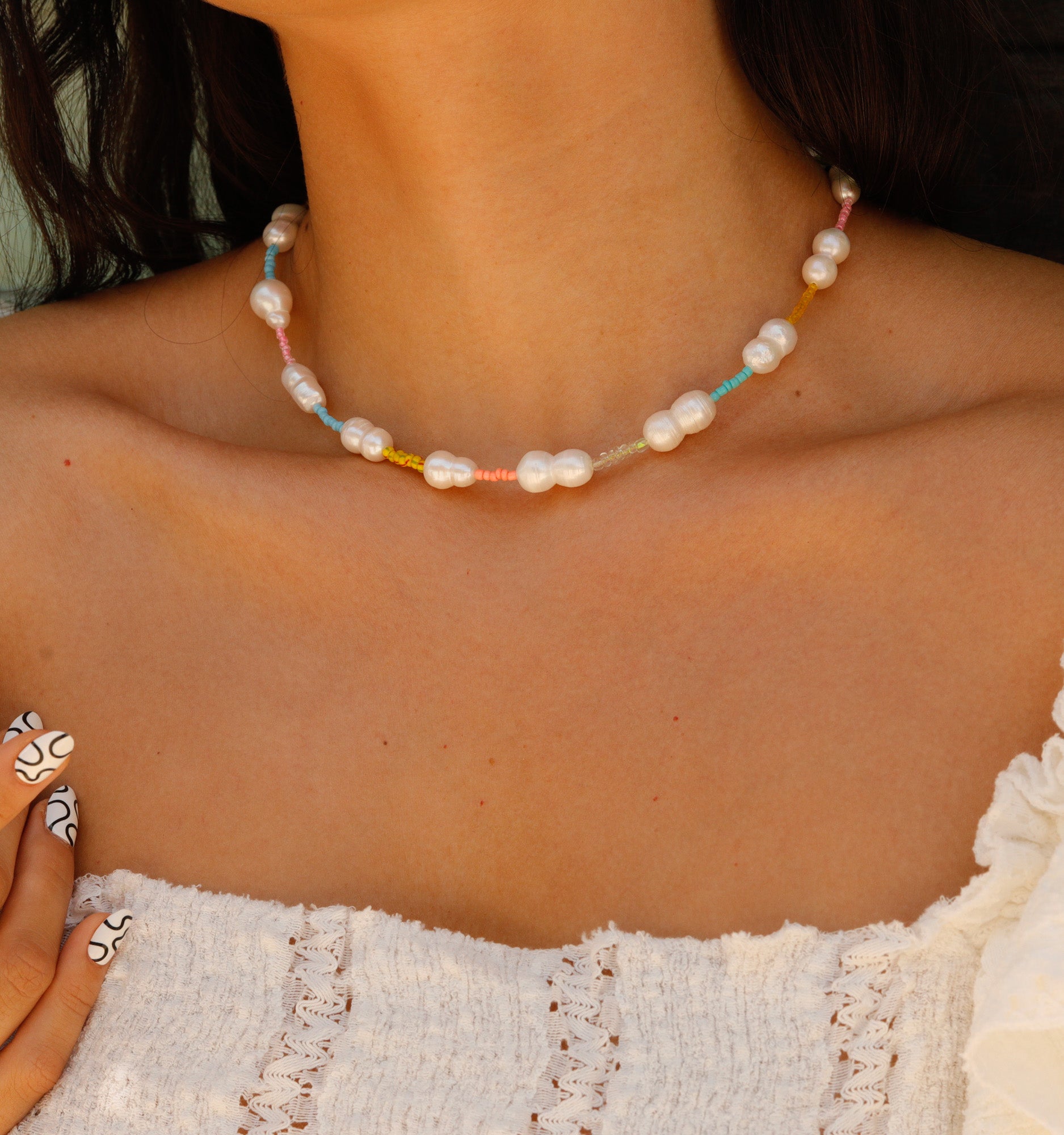 Elegant Pastel Pearl Necklace for Women - Handmade Beaded Jewelry Gift for Brides, Party & Special Occasions