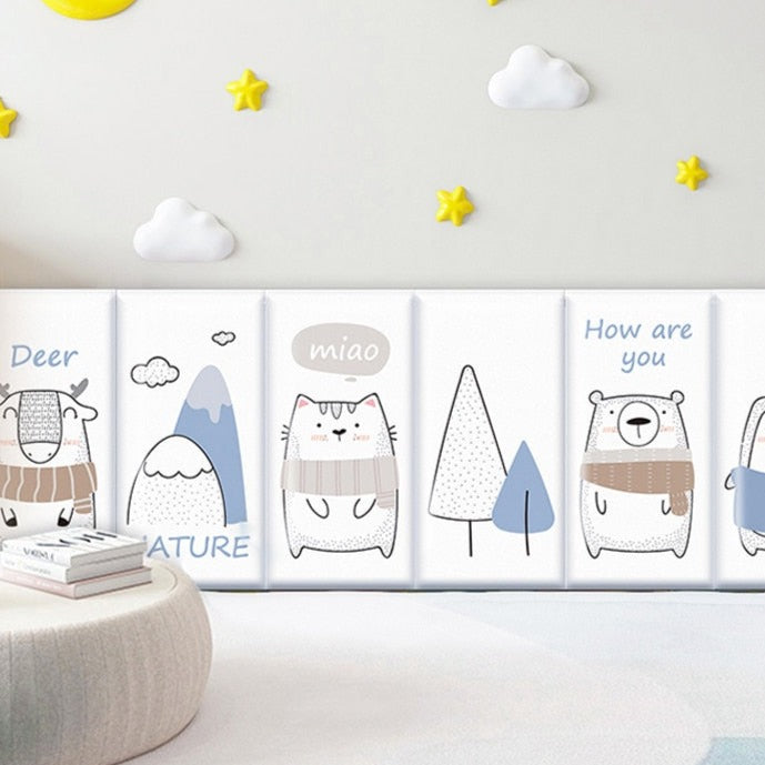 Soft Polar Bear Wall Padded Safety Cushions for Kids - Nursery, Playroom & Toddler Room Decor - Non-Slip Corner Protectors for Baby Proofing
