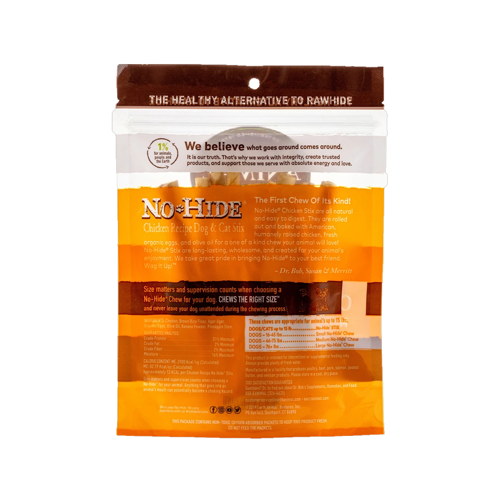 No Hide Chicken Stix - All-Natural Dog Chews for Training, Dental Health & Long-Lasting Entertainment - Perfect for Small, Medium & Large Breeds