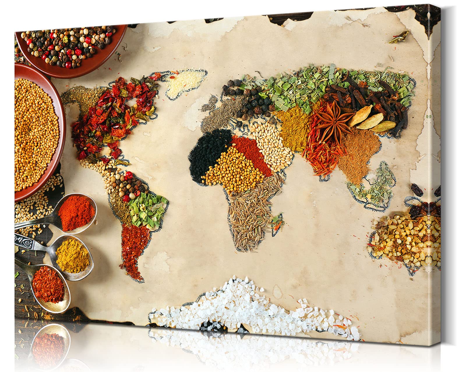 YOUHONG Kitchen Decor Colorful Spices Wall Art - 12''H x 18''W Food Poster for Kitchen & Dining Room, Perfect for Modern Farmhouse, Apartment, and Restaurant Decor