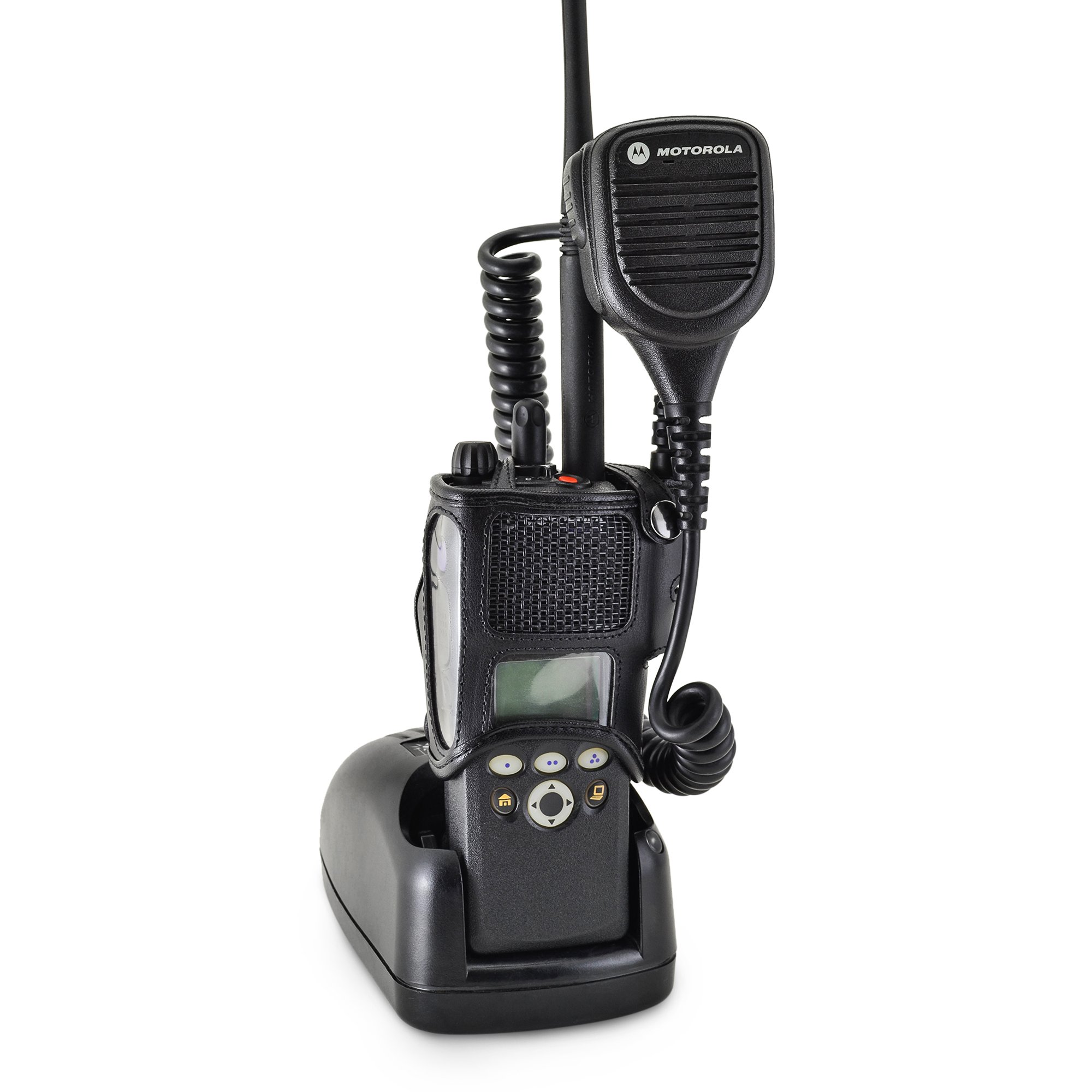 Motorola XTS2500 Radio Holster - Heavy Duty Black Leather Belt Case with D Rings for Fire, Police & Emergency Services | Secure Carry Holder for Models 1, 2 & 3 | Perfect for Duty Belts, Tactical Gear & Field Operations