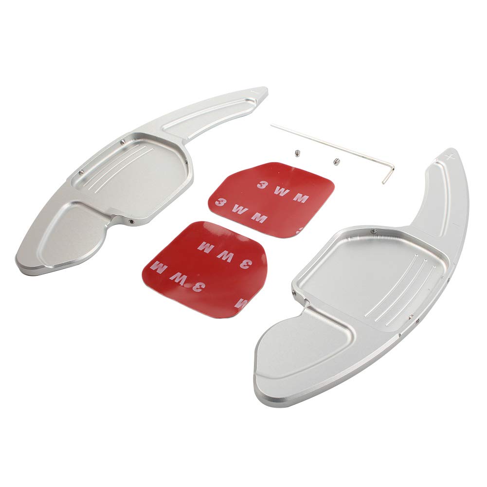 2Pcs Silver Steering Wheel Shift Paddle Extensions for Audi A3 A4L A5 A6 A7 A8 S5 Q5 - Upgrade Your Driving Experience for Sporty Performance & Racing Enthusiasts