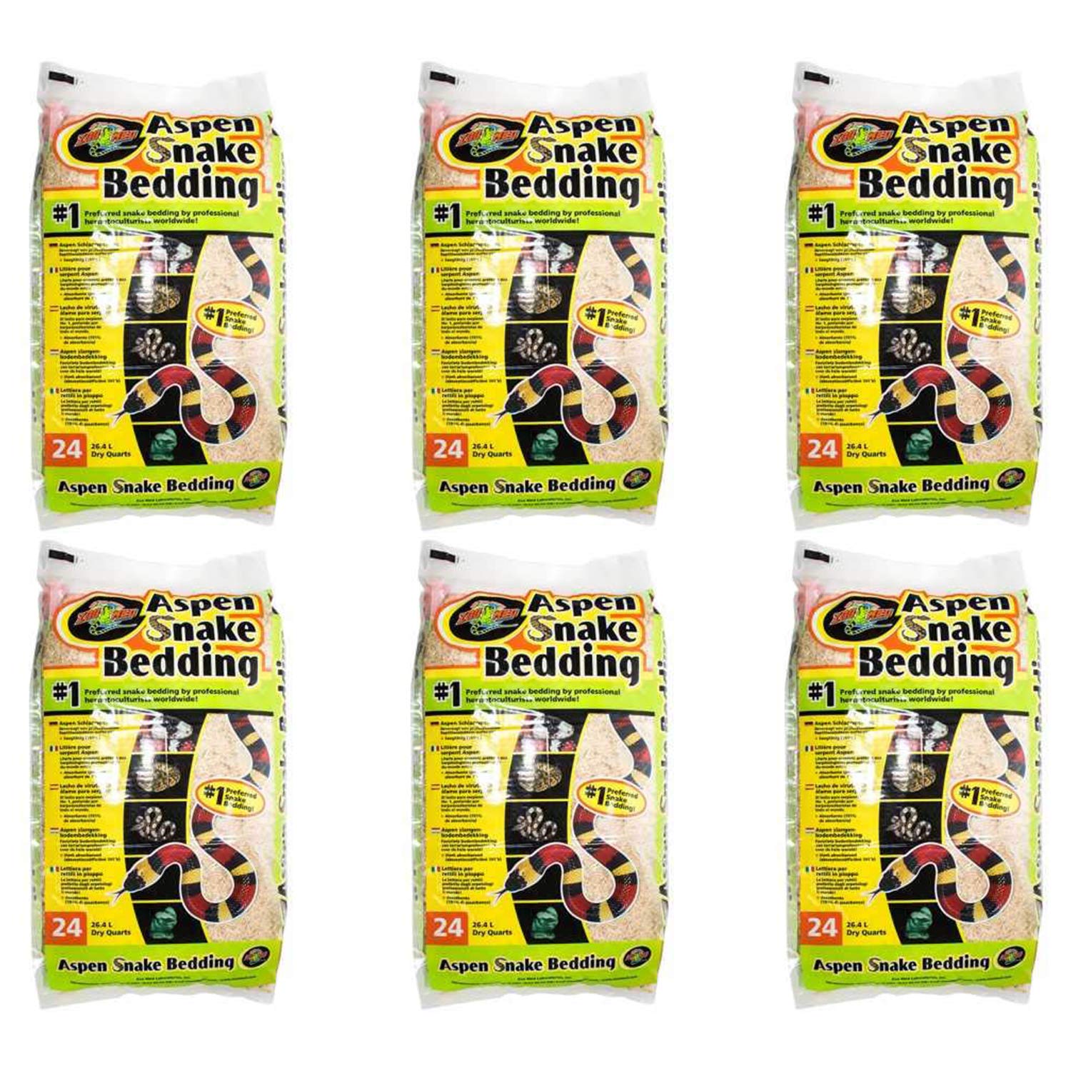 Premium 6-Pack Aspen Snake Bedding - 24 Quart Natural Reptile Substrate for Terrariums & Snake Tanks | Ideal for Corn Snakes, Ball Pythons & Pet Reptiles | Odor Control & Moisture Retention