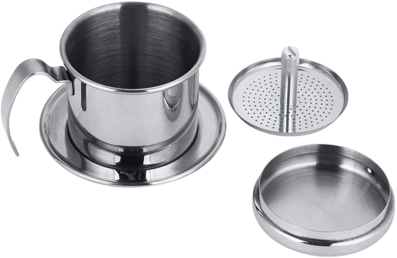 Premium Vietnamese Coffee Drip Filter - Stainless Steel Phin Coffee Maker Pot, Single Serve Manual Pour Over Dripper for Rich & Bold Brew - Perfect for Home, Office & Camping (Silver)