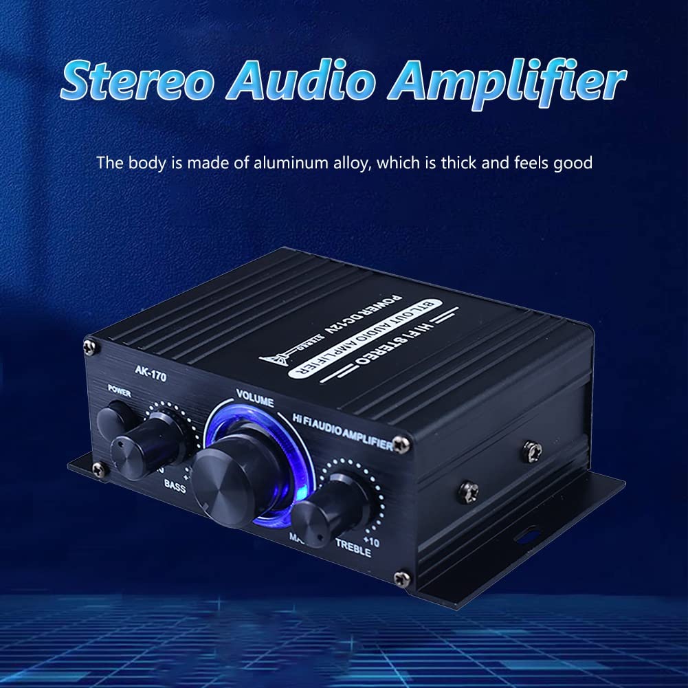 Luejnbogty 170W Wireless HiFi Stereo Audio Power Amplifier - Home & Car Use with Bluetooth Input for Speakers, Subwoofers & Sound Systems | Perfect for Home Theater, Garage & Outdoor Parties