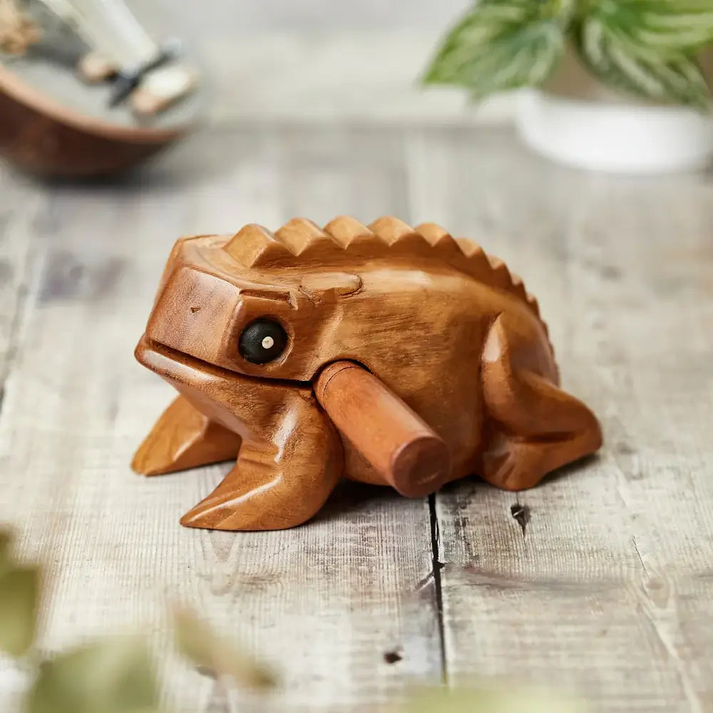 Wooden Croaking Frog Guiro Musical Instrument - Hand Percussion for Kids & Adults - Perfect for Music Class, Band Practice & Home Play