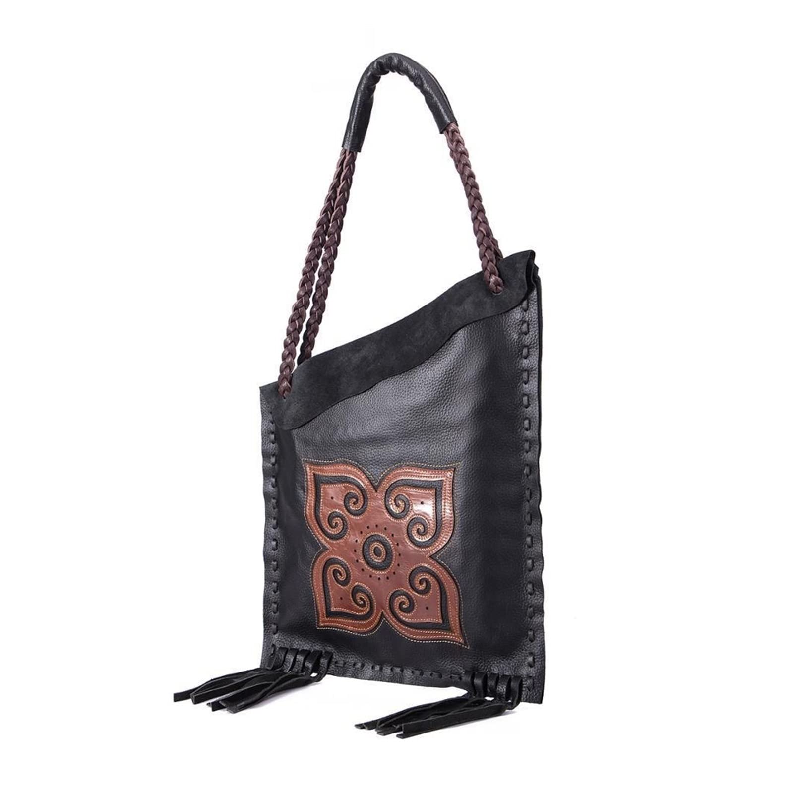 WESDXC Genuine Leather Women's Elegant Tote Shoulder Bag - Luxury Handmade Handbag (Black, 37x1x47cm) - Perfect for Work, Travel & Daily Use