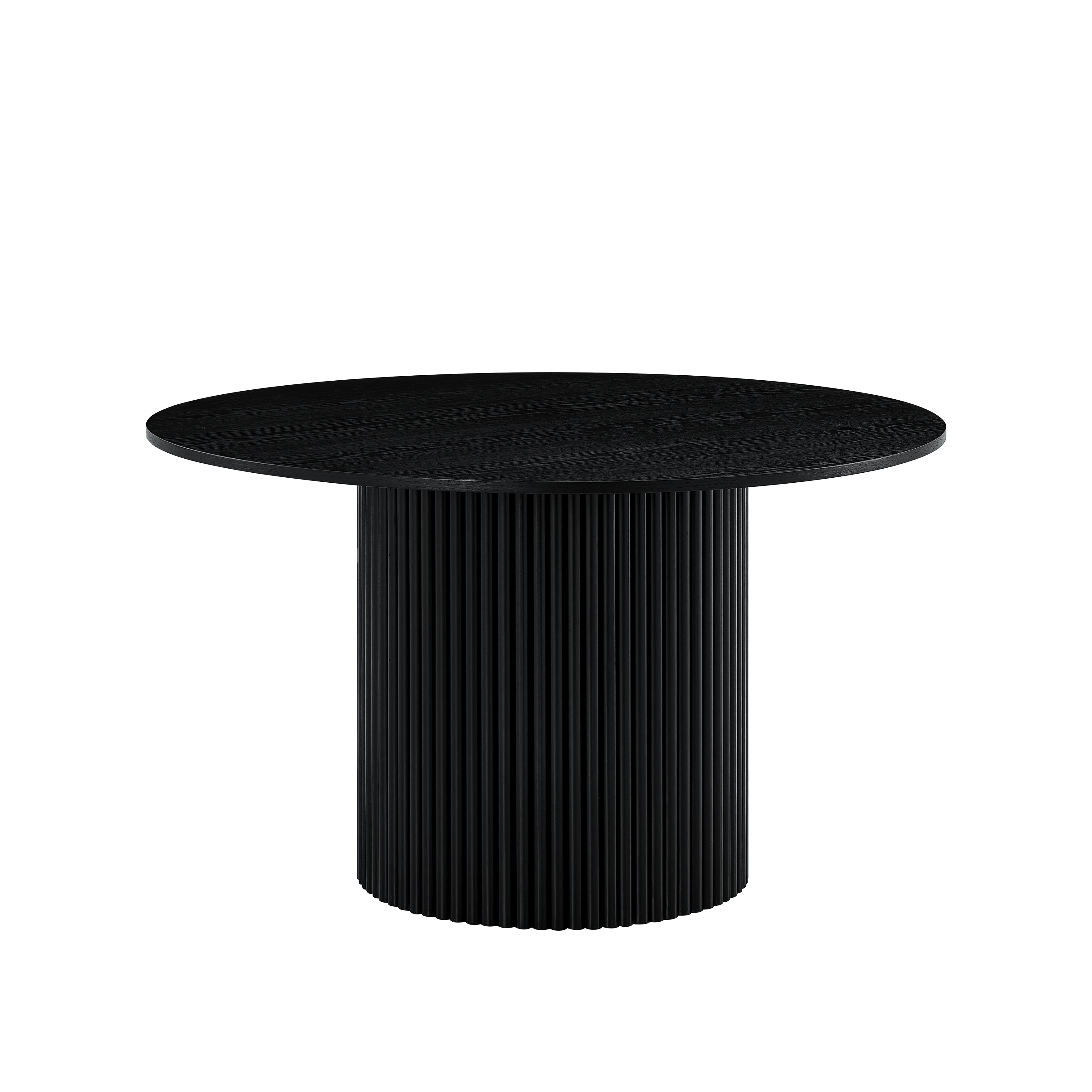Roundhill Furniture Henriet 48-Inch Pedestal Base Round Dining Table in Black - Perfect for Small Space Dining Rooms, Breakfast Nooks & Kitchen Tables
