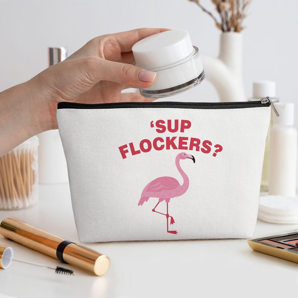 Pink Flamingo Makeup Bag for Women | Waterproof Cosmetic & Toiletry Travel Organizer | Perfect for Summer Vacation, Bridesmaid Gifts, Birthday, Christmas, Graduation | Great for Beach Trips, Pool Parties & Girls Getaways